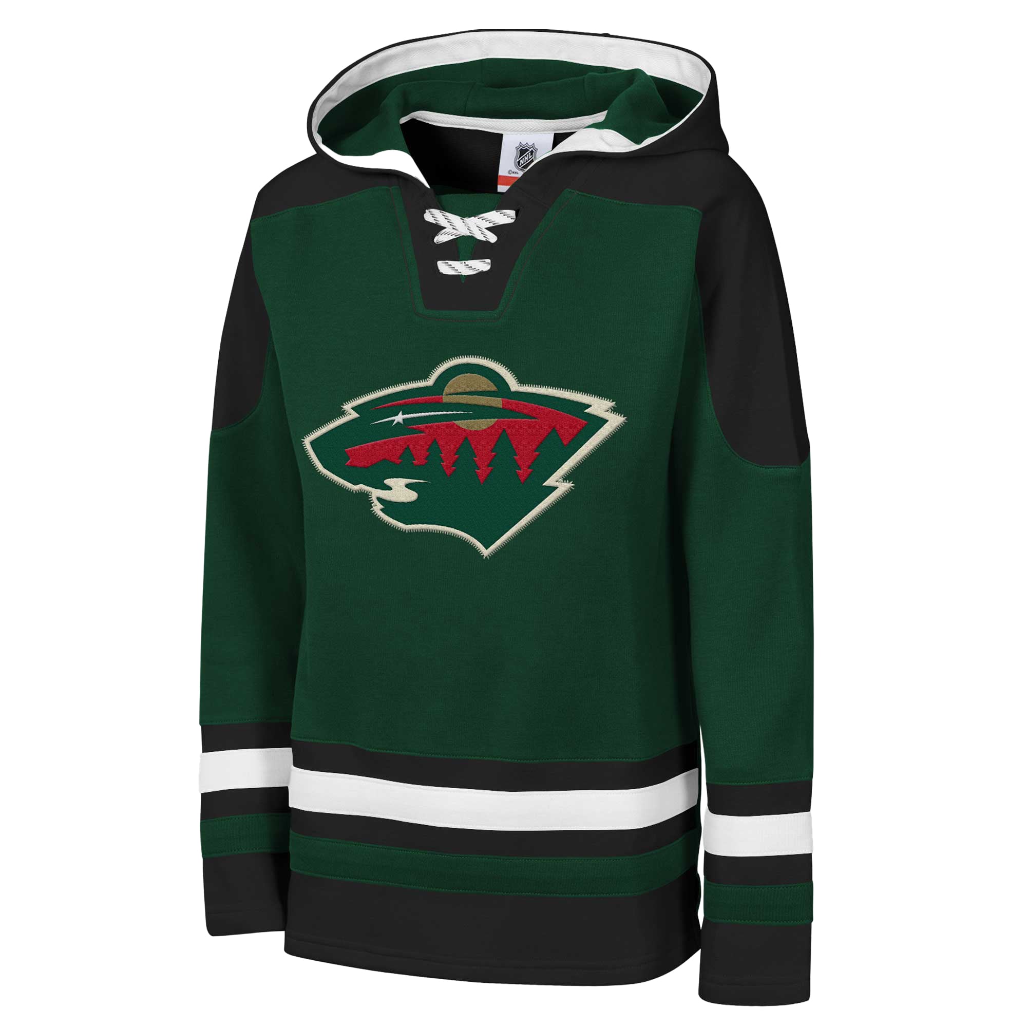 Sweat à capuche raglan col en V vert Minnesota Wild Youth Outerstuff, un incontournable pour la maison