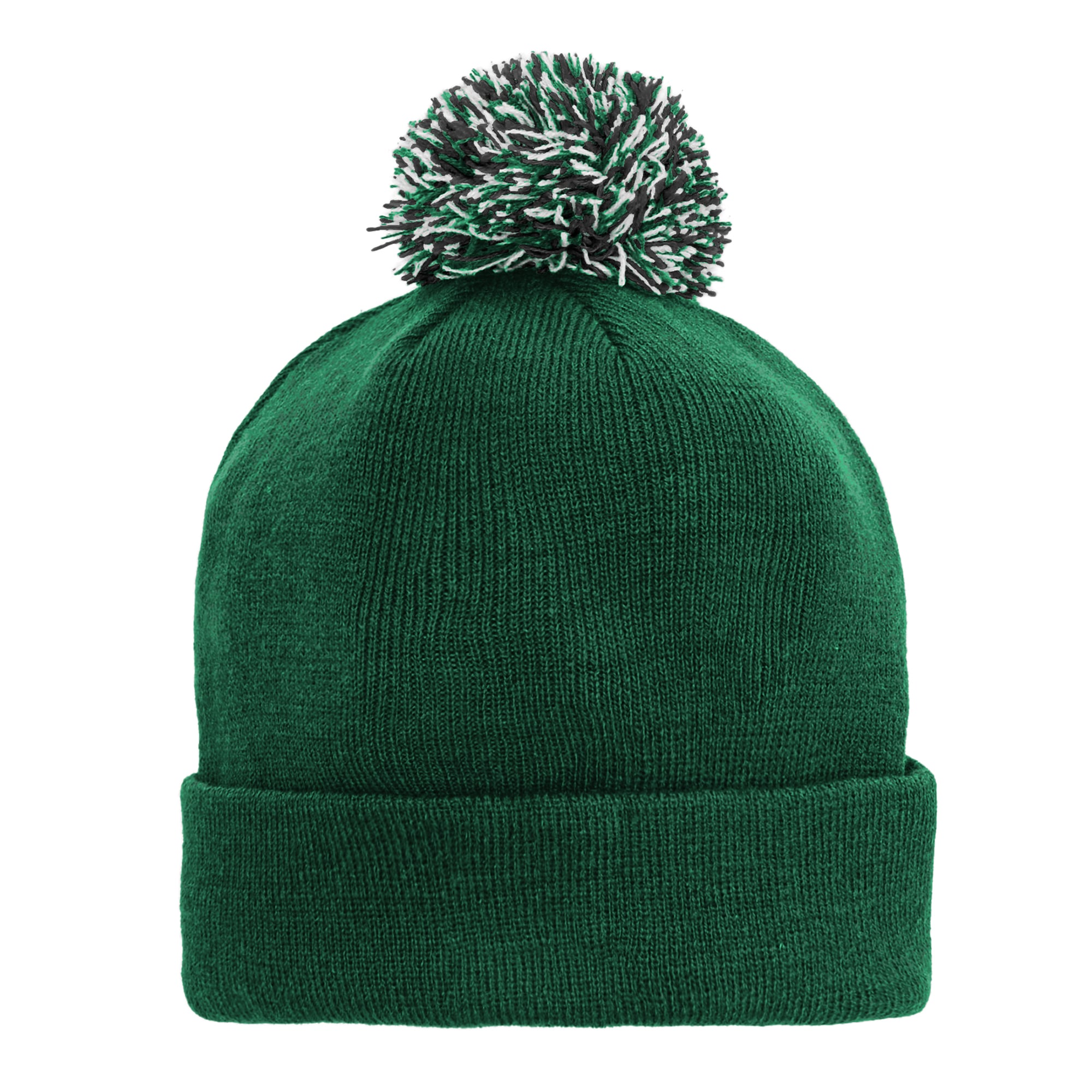 Bonnet tricoté à revers vert Minnesota Wild pour enfant, avec pompon