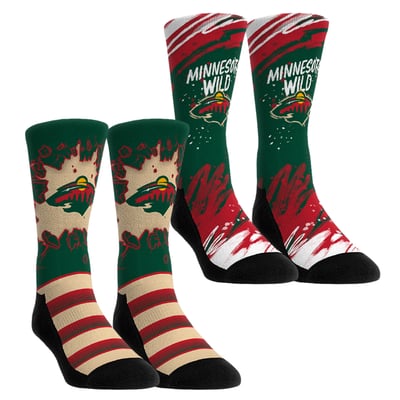  Minnesota Wild Rock Em Youth Ice Breaker Two-Pack Crew Socks Set - Gray