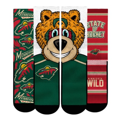  Minnesota Wild Rock Em Youth Fan Favorites Three-Pack Crew Socks Set - Red