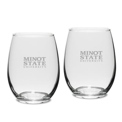 Minot State Beavers Team Design Two-Piece 15oz. Stemless Wine Glass Set
