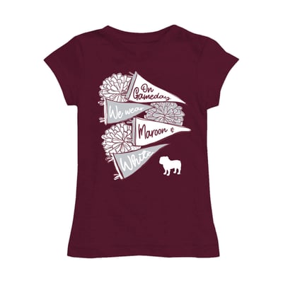 Mississippi State Bulldogs Vive La Fete Girls Youth Game Day Spirit Cheer Fitted T-Shirt - Maroon