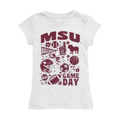 Mississippi State Bulldogs Vive La Fete Girls Youth All-Star Game Day Sports Fitted T-Shirt - White