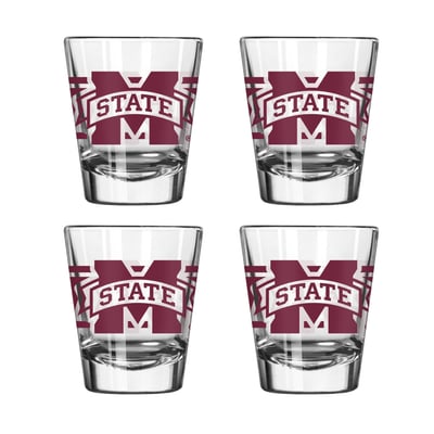 Ensemble de quatre verres à shot rayés Mississippi State Bulldogs Logo Brands