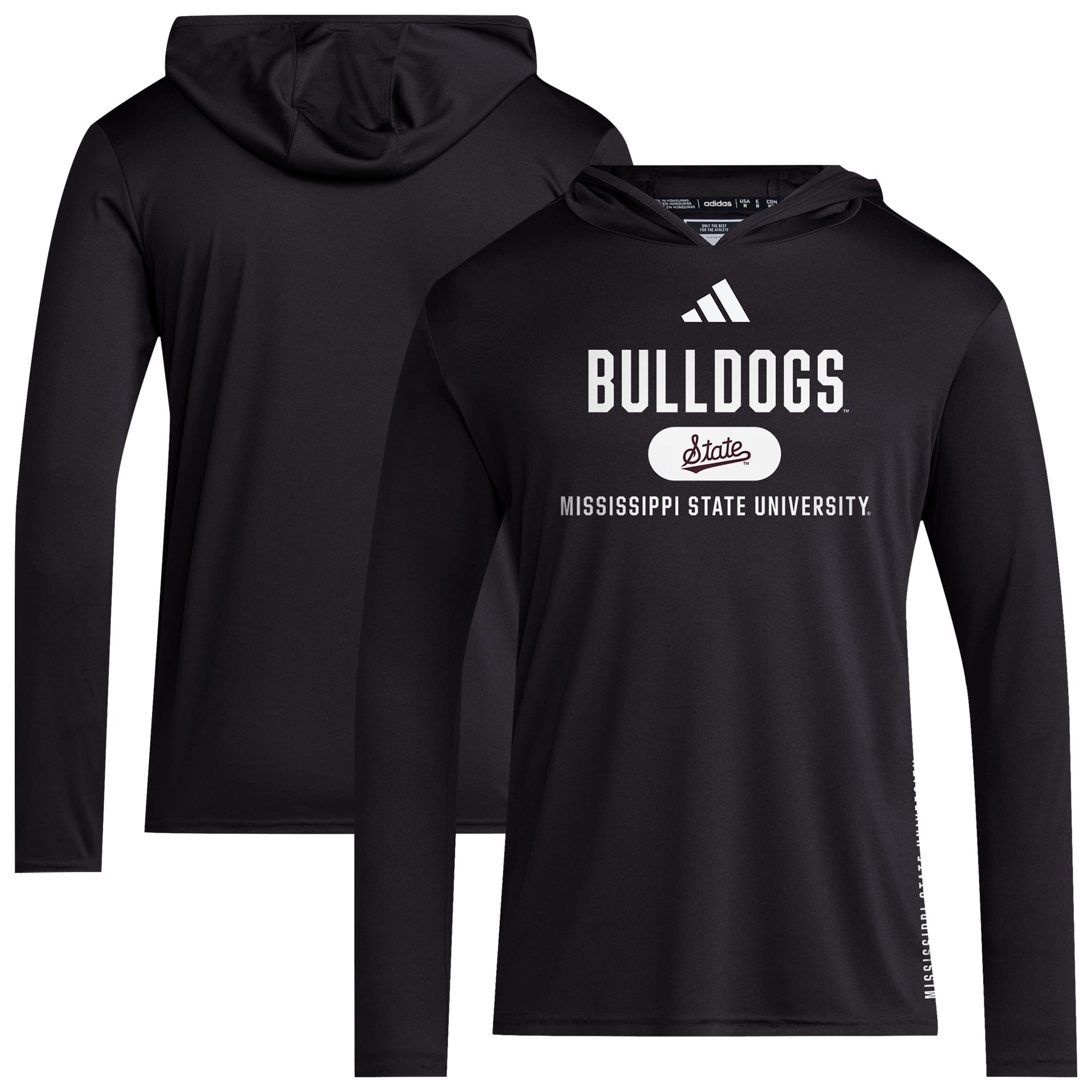 T-shirt à manches longues et capuche adidas noir Mississippi State Bulldogs 2024 pour homme