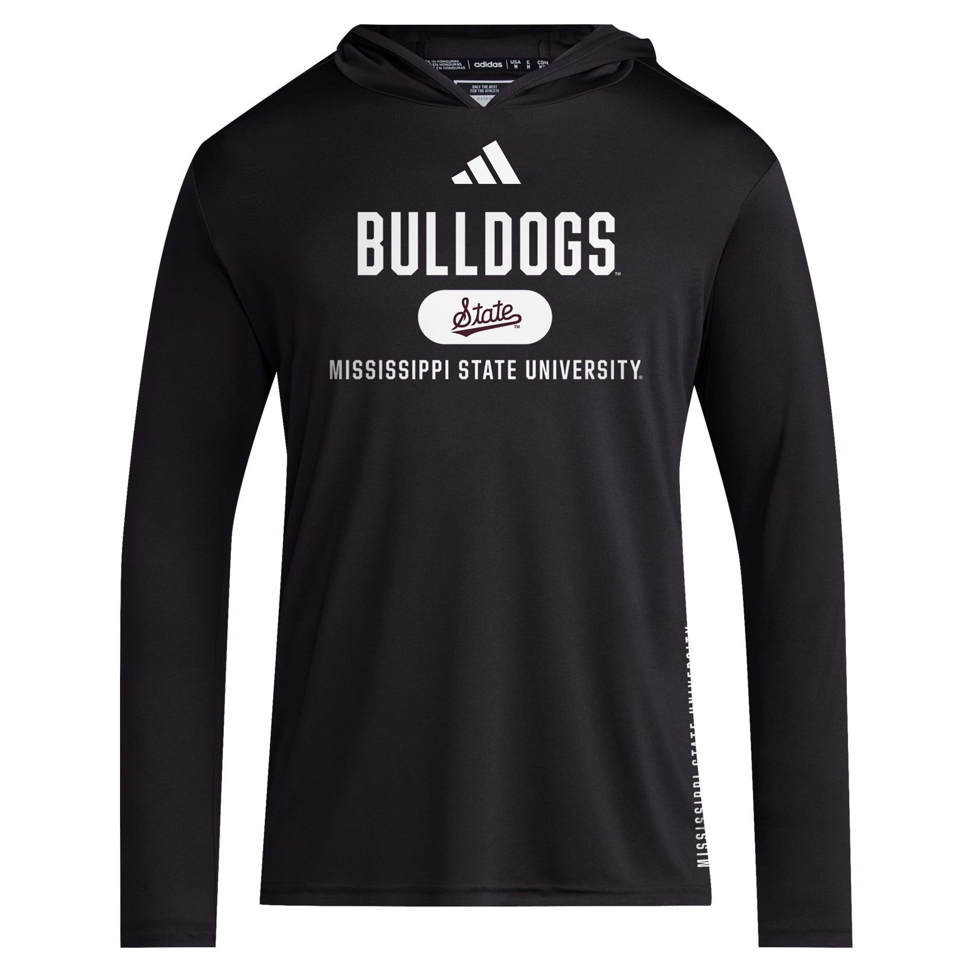 T-shirt à manches longues et capuche adidas noir Mississippi State Bulldogs 2024 pour homme