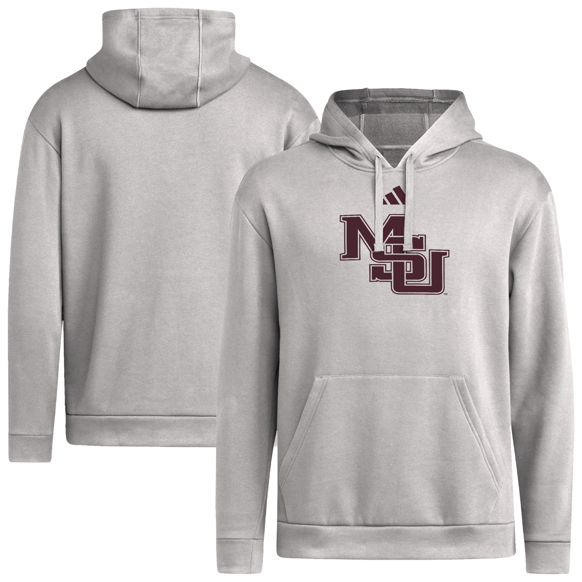 Sweat à capuche en polaire adidas gris Mississippi State Bulldogs pour homme