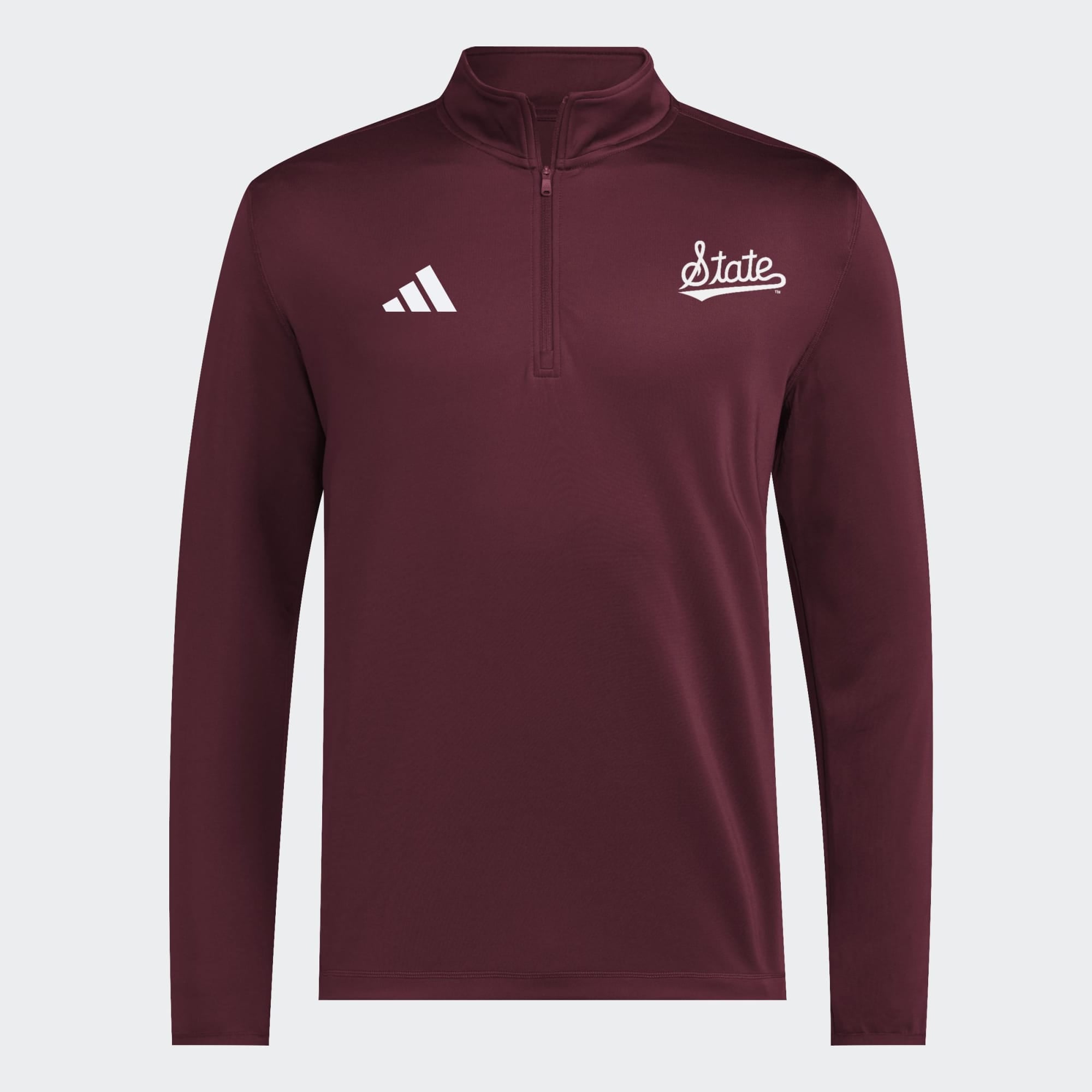 Pull-over adidas pour homme, couleur bordeaux, Mississippi State Bulldogs 2026 Sideline Ultimate 365 à col zippé.