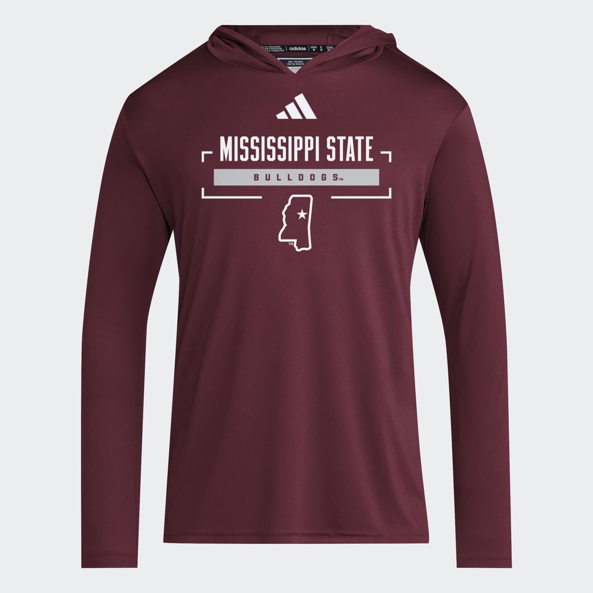 T-shirt à capuche manches longues adidas Maroon Mississippi State Bulldogs D4T pour homme