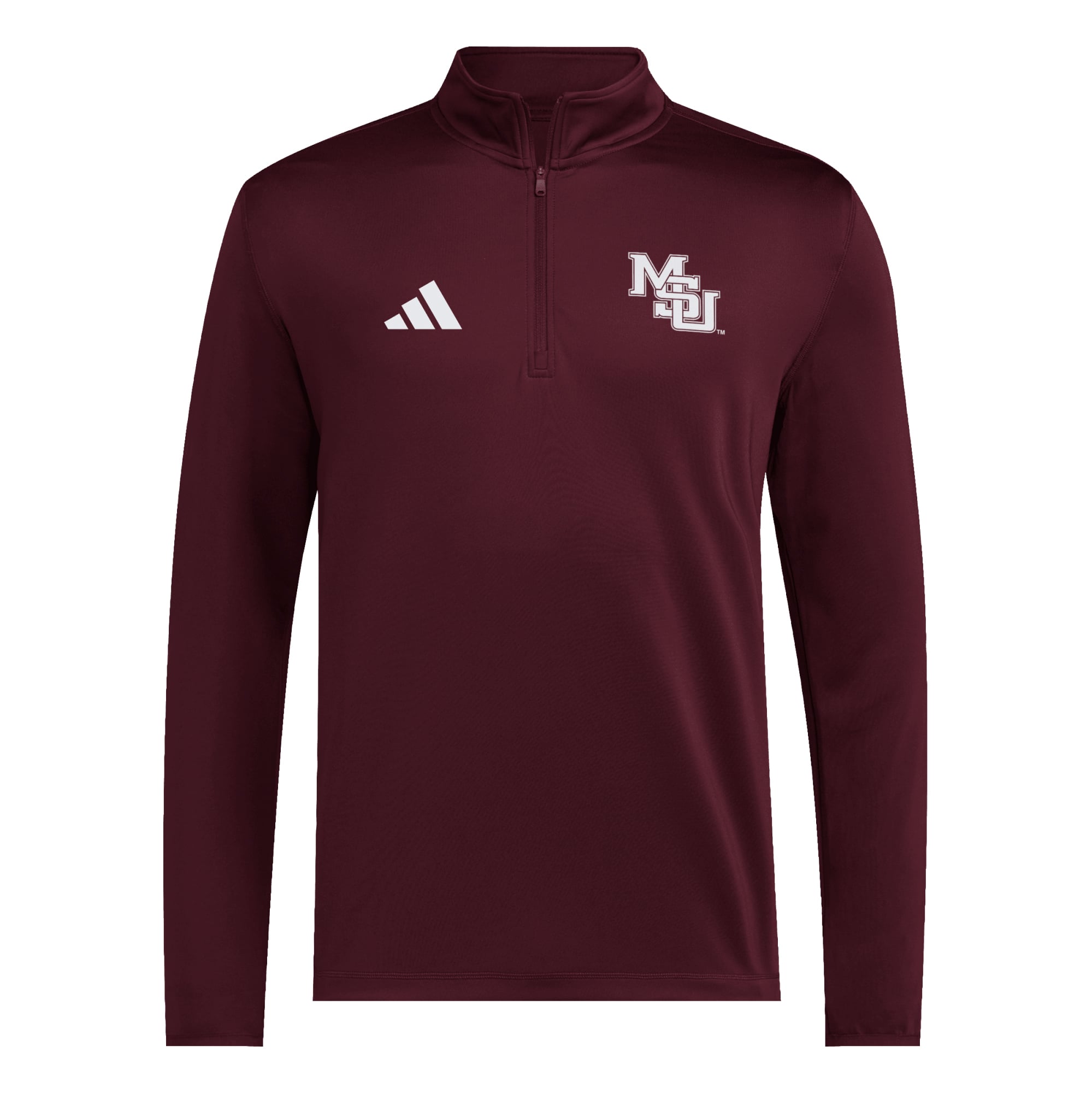 Men's adidas  Maroon Mississippi State Bulldogs Interlock Logo Quarter-Zip Pullover