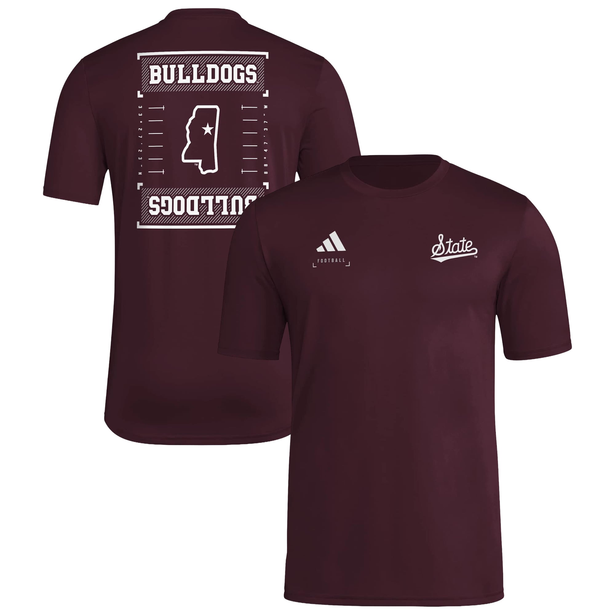 T-shirt d'avant-match adidas bordeaux Mississippi State Bulldogs Locker Football Icon AEROREADY pour homme
