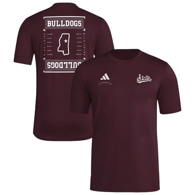 T-shirt d'avant-match Mississippi State Bulldogs adidas Locker Football Icon AEROREADY - Bordeaux