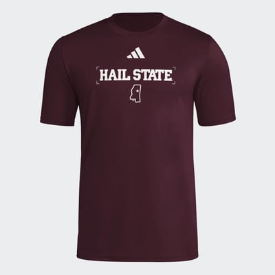 T-shirt d'avant-match de football américain Mississippi State Bulldogs adidas Locker Slogan - Bordeaux