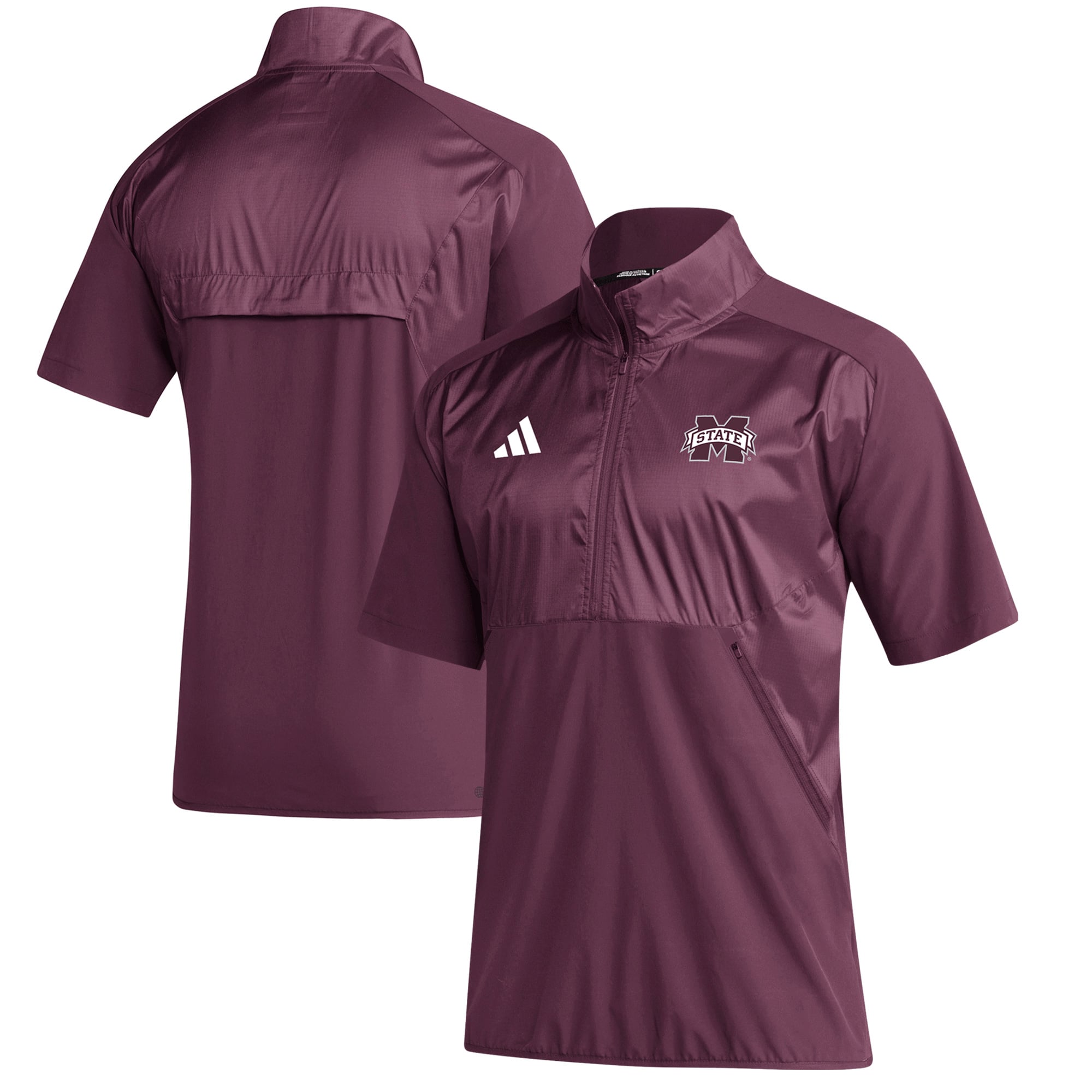 Men's adidas Maroon Mississippi State Bulldogs Sideline Quarter-Zip Polo