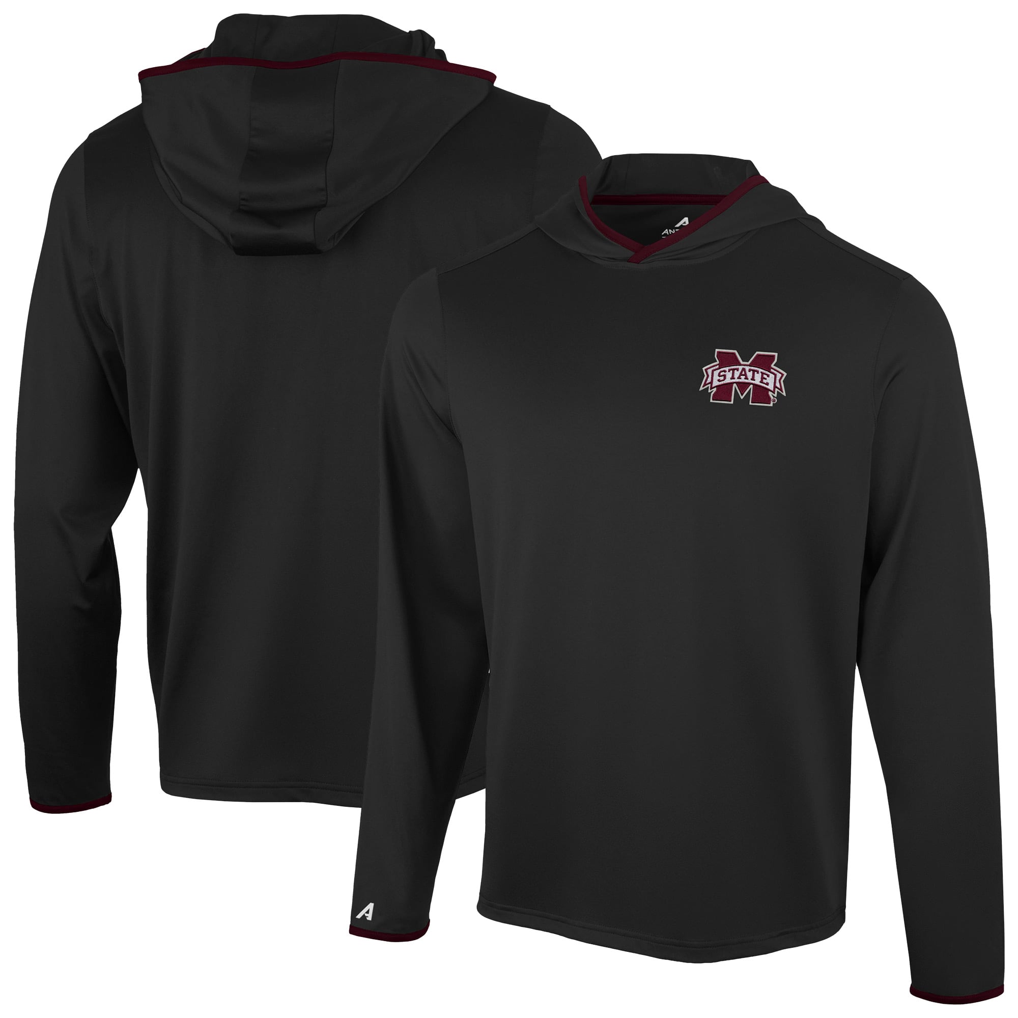 T-shirt à capuche manches longues Antigua Black Mississippi State Bulldogs pour homme
