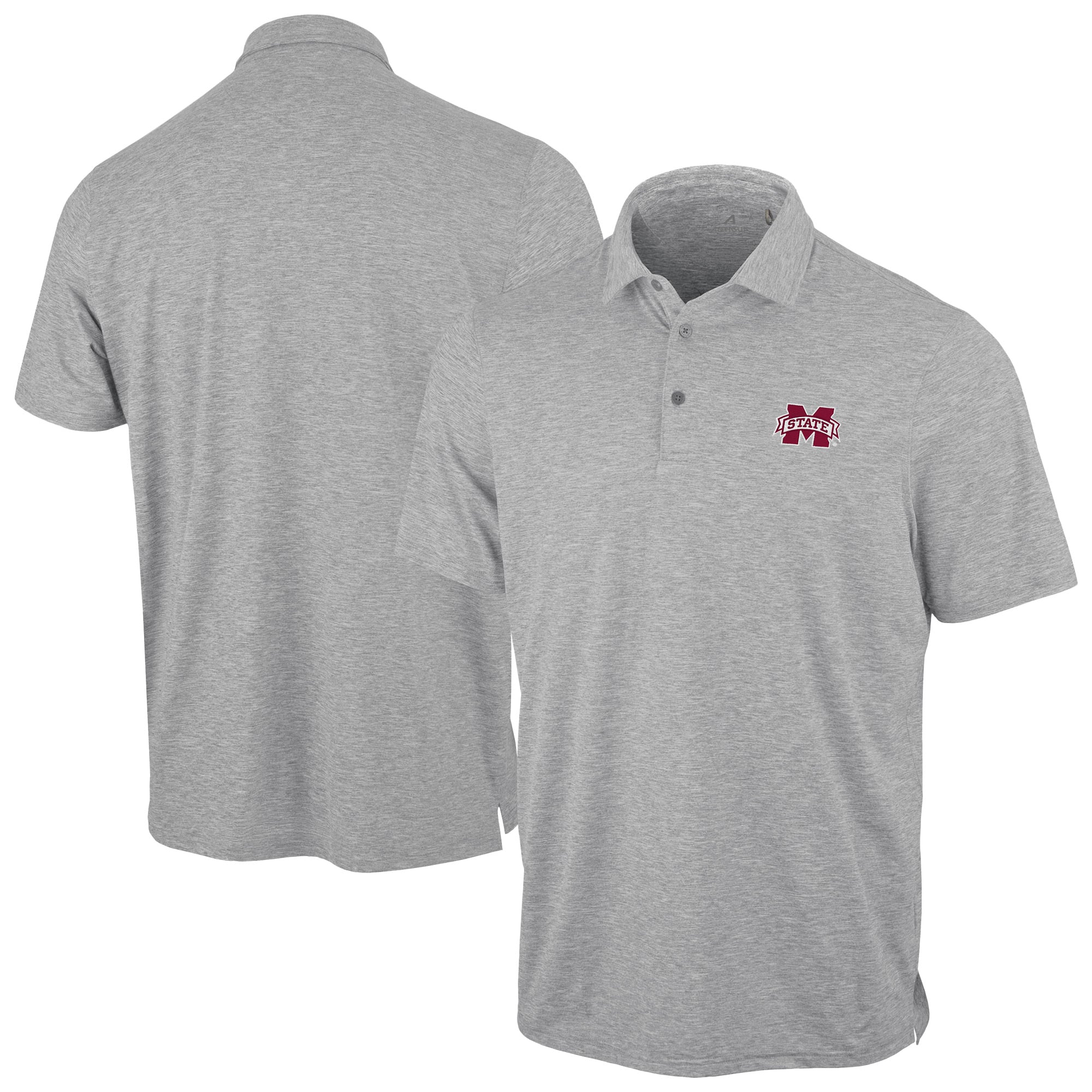 Polo statique Antigua Heather Gray pour homme, Mississippi State Bulldogs