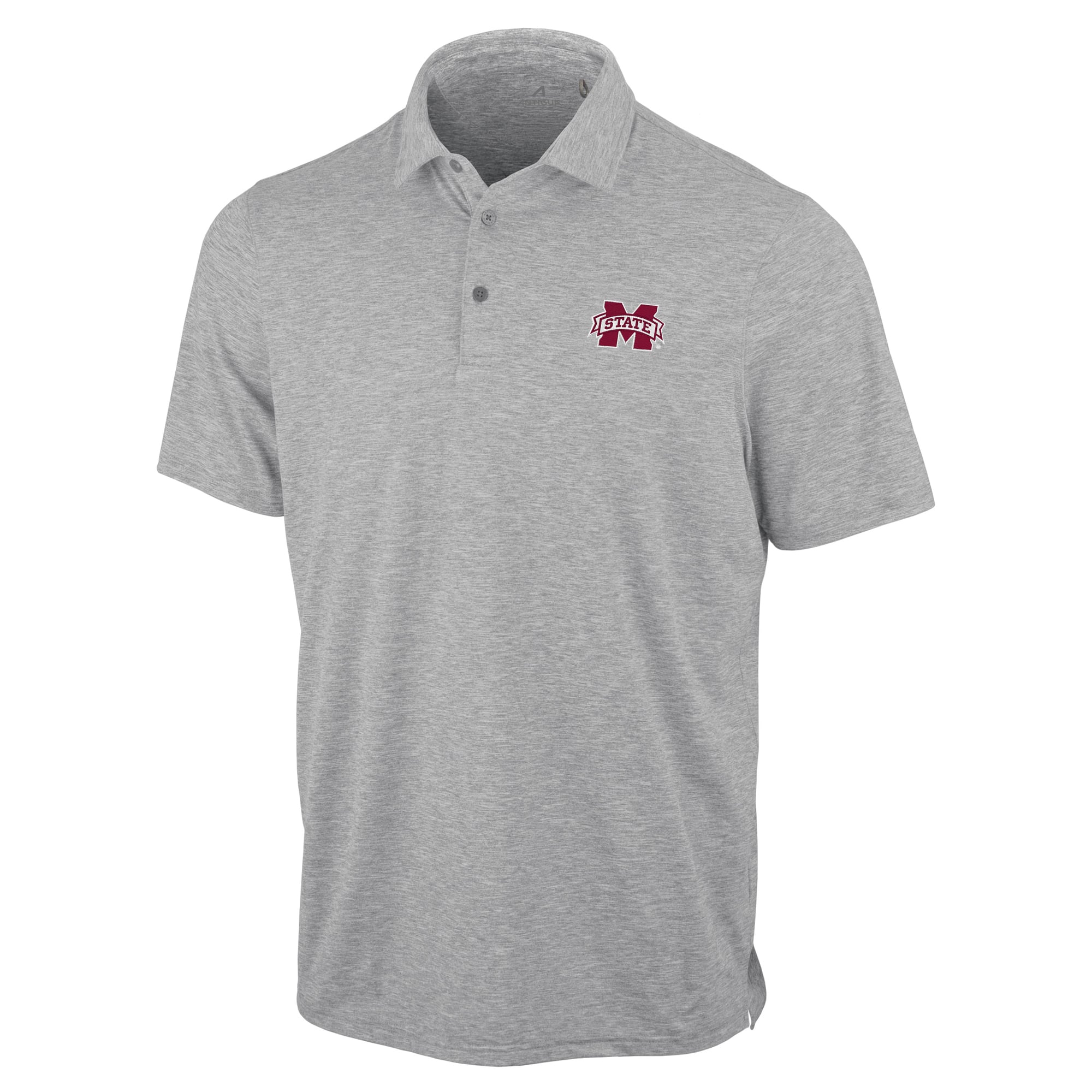 Polo statique Antigua Heather Gray pour homme, Mississippi State Bulldogs