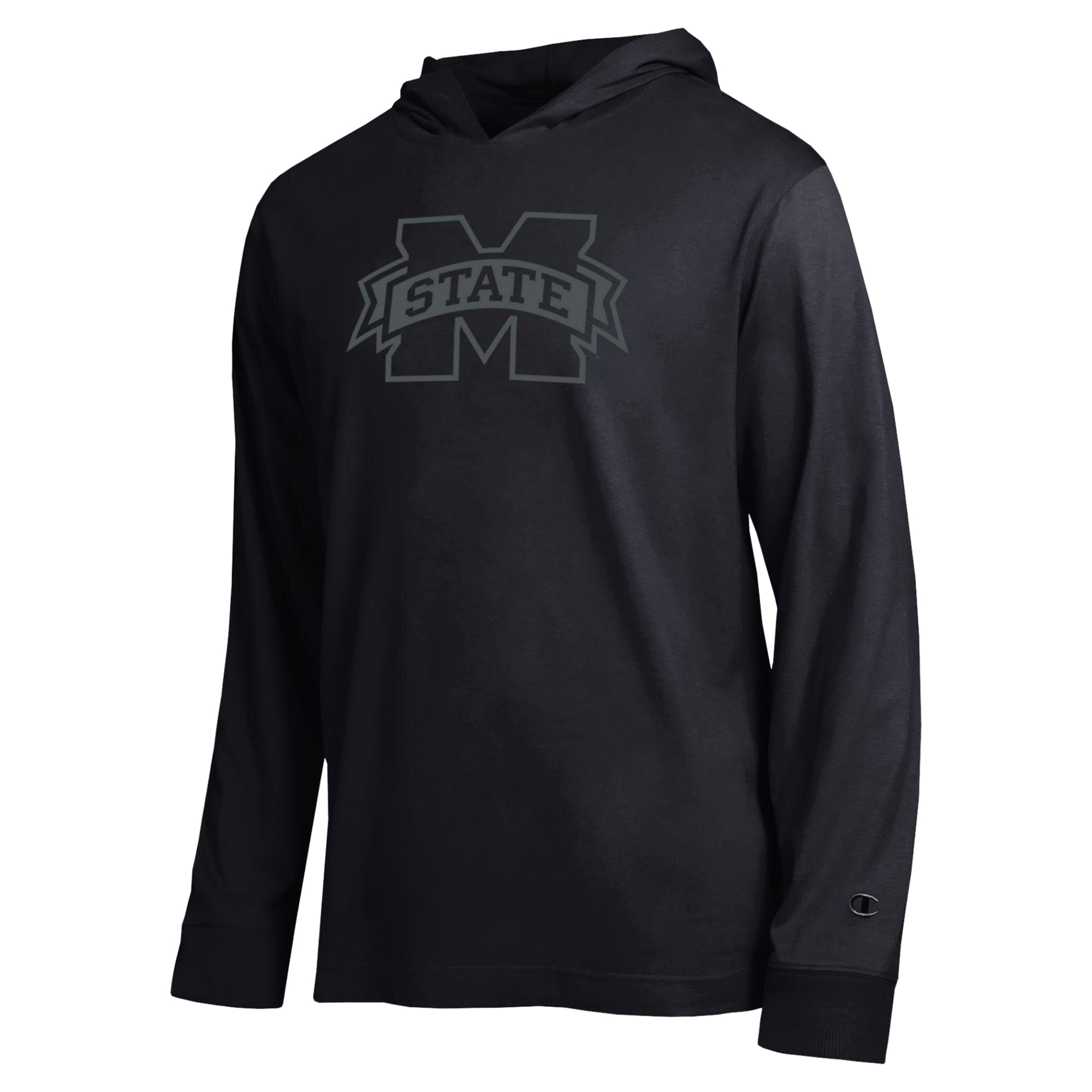 Men's Champion Black Mississippi State Bulldogs Tonal All-Star Long Sleeve Hooded T-Shirt