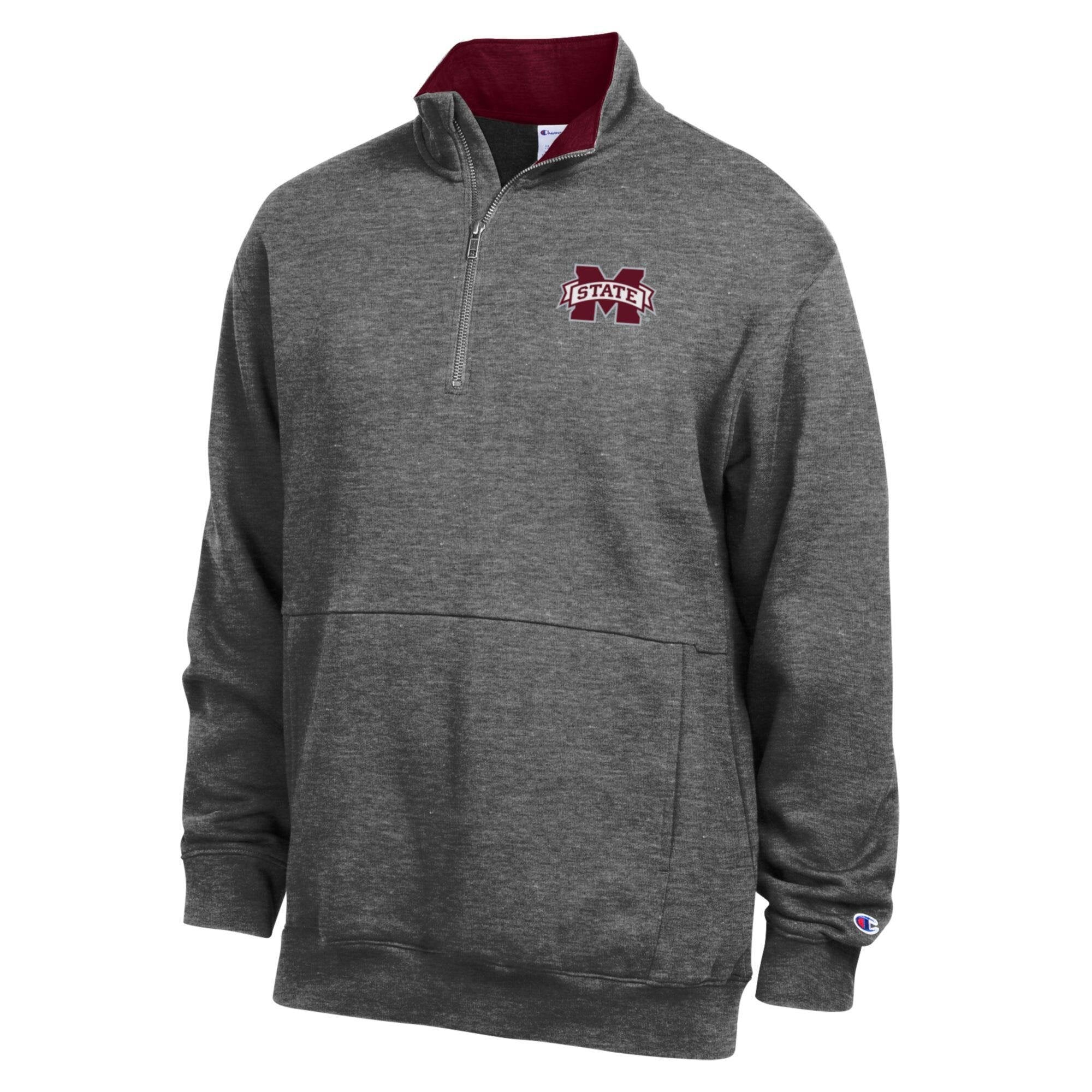 Men's Champion  Maroon Mississippi State Bulldogs Fleece Quarter-Zip Pullover