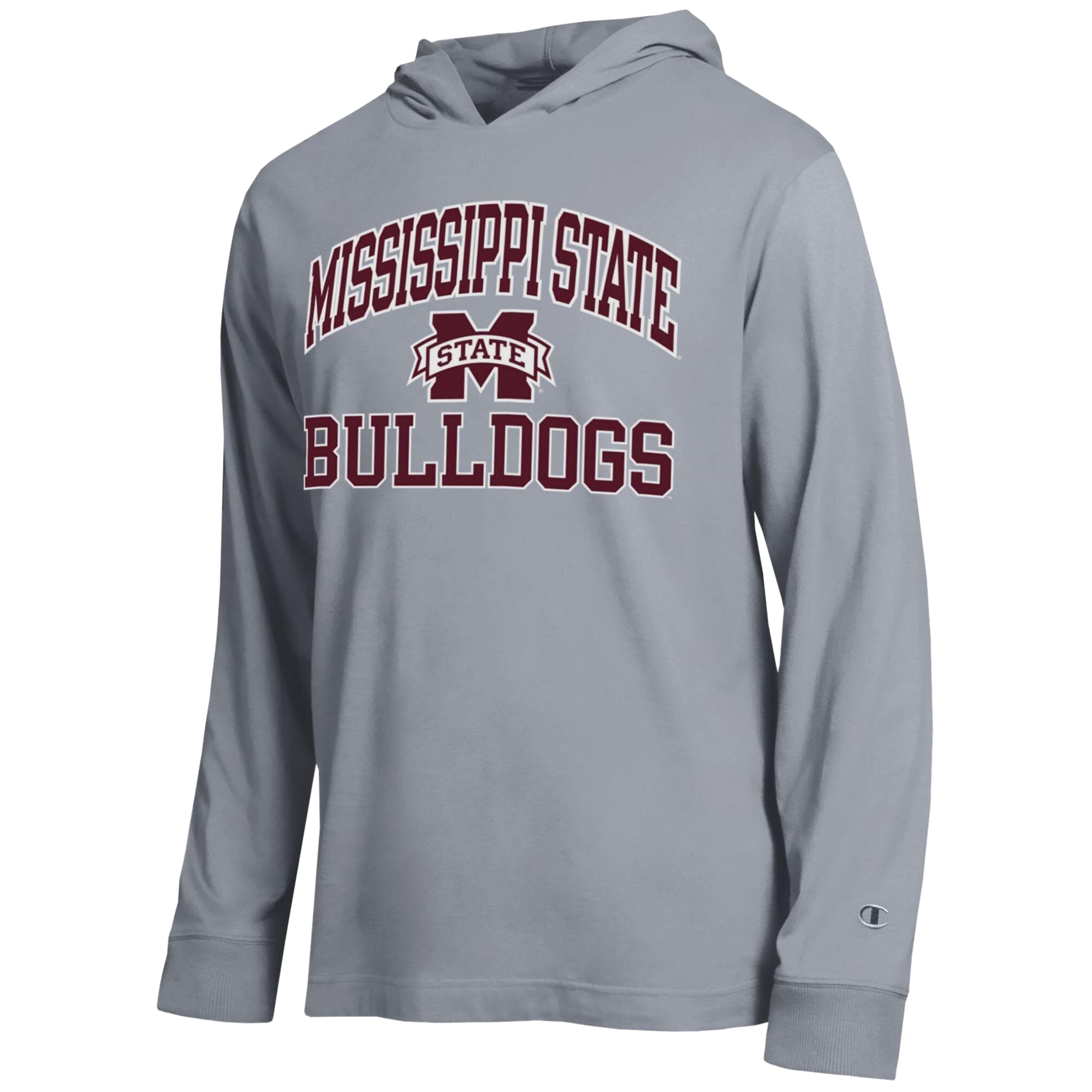 Men's Champion Heather Gray Mississippi State Bulldogs High Motor All-Star Long Sleeve Hooded T-Shirt