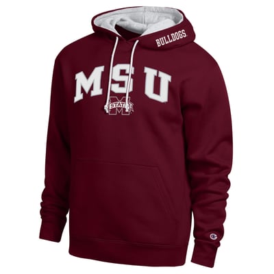  Mississippi State Bulldogs Champion Arch Tackle Twill Hoodie - Maroon