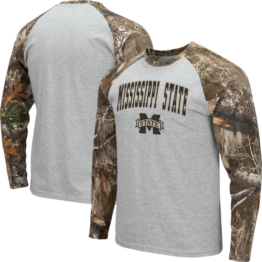 Ms Rafferty Shirt Camo Mississippi State Logo Men's Mississippi Camo Long Sleeve Shirt