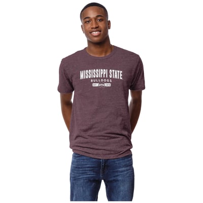 Mississippi State Bulldogs League Collegiate Wear Victory Falls Tri-Blend T-Shirt - Heather Maroon