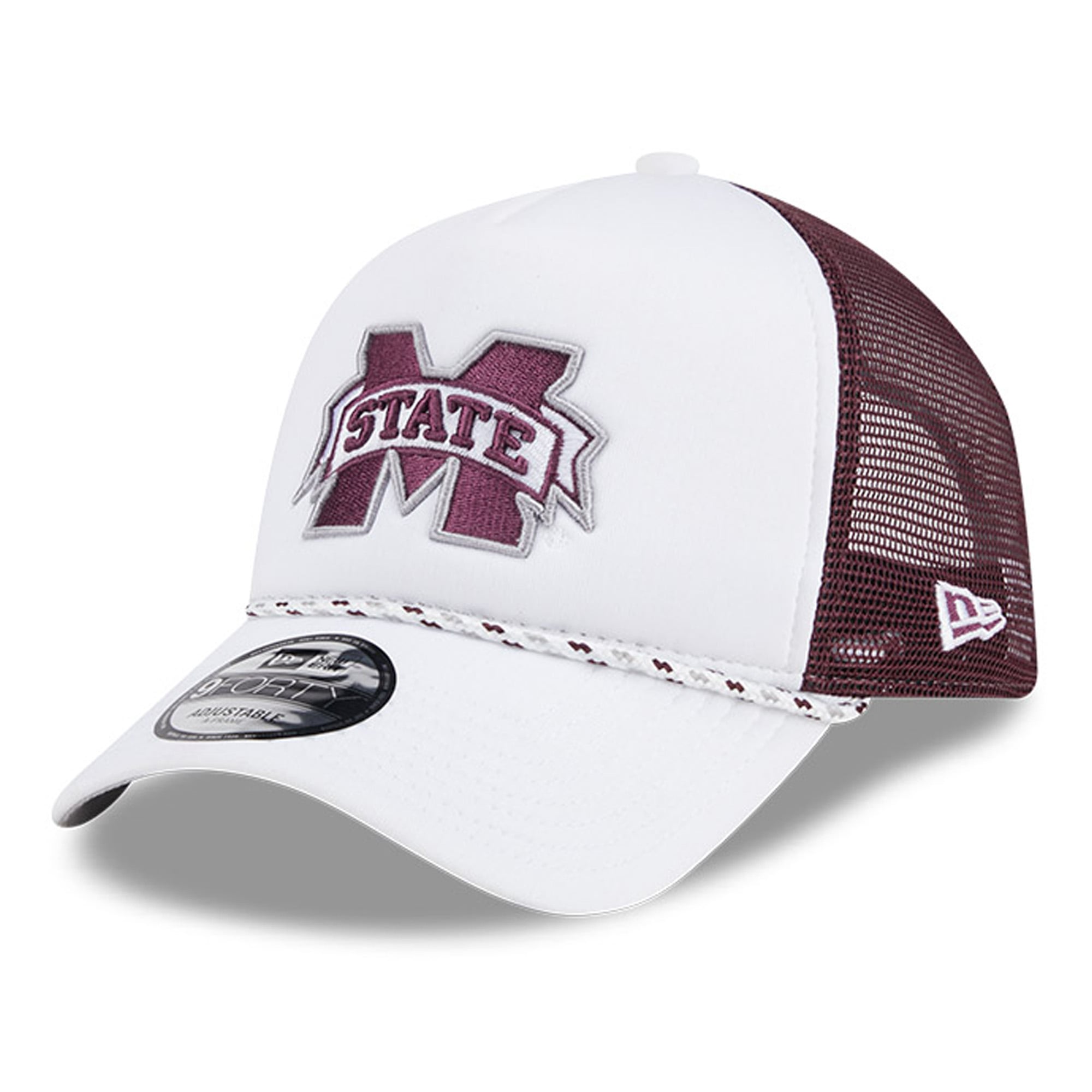Men's New Era White/Maroon Mississippi State Bulldogs Court Sport Foam ...