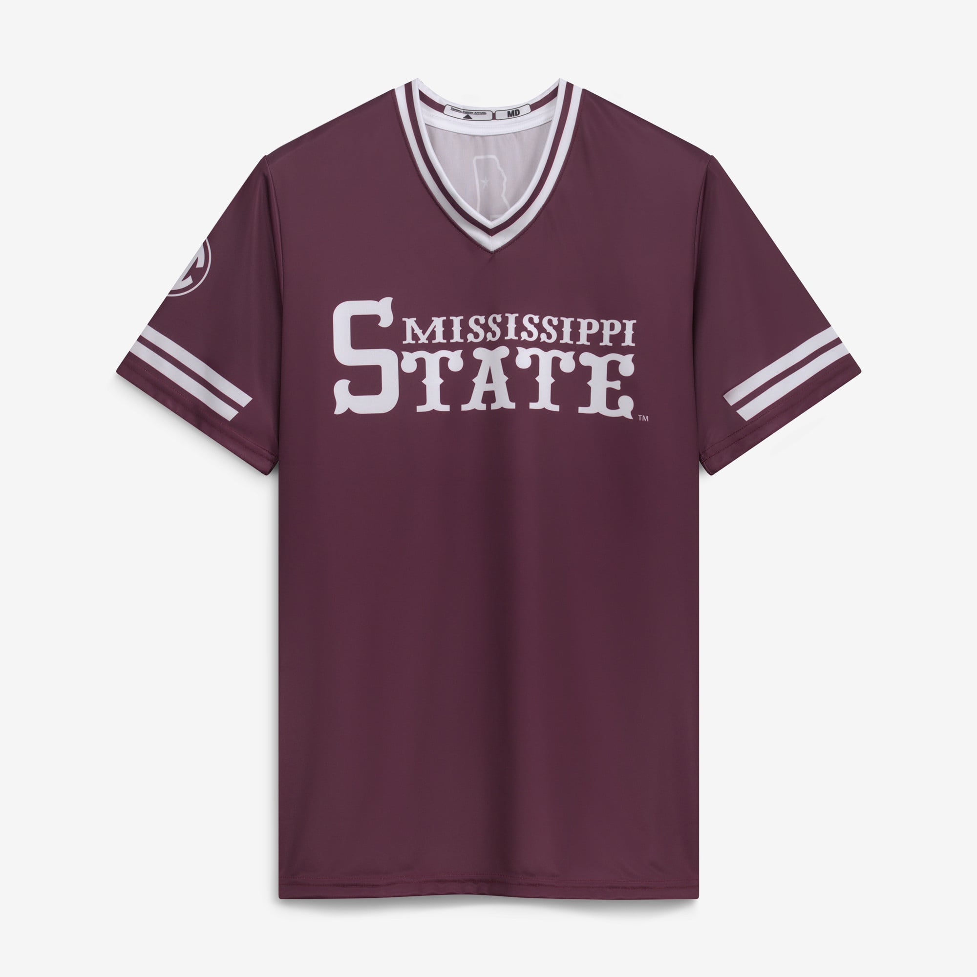 Maillot de baseball pour homme, sans marque, bordeaux, Mississippi State Bulldogs, col en V Triform