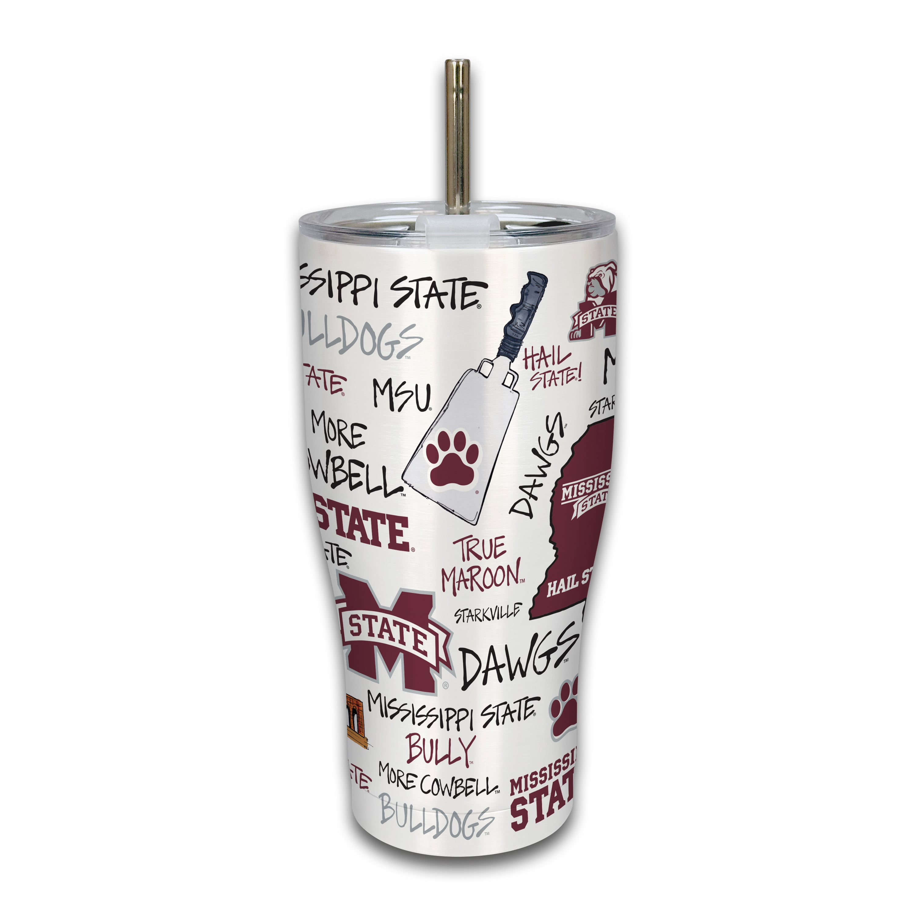 Gobelet isotherme en métal Mississippi State Bulldogs de 887 ml (30 oz) avec icône