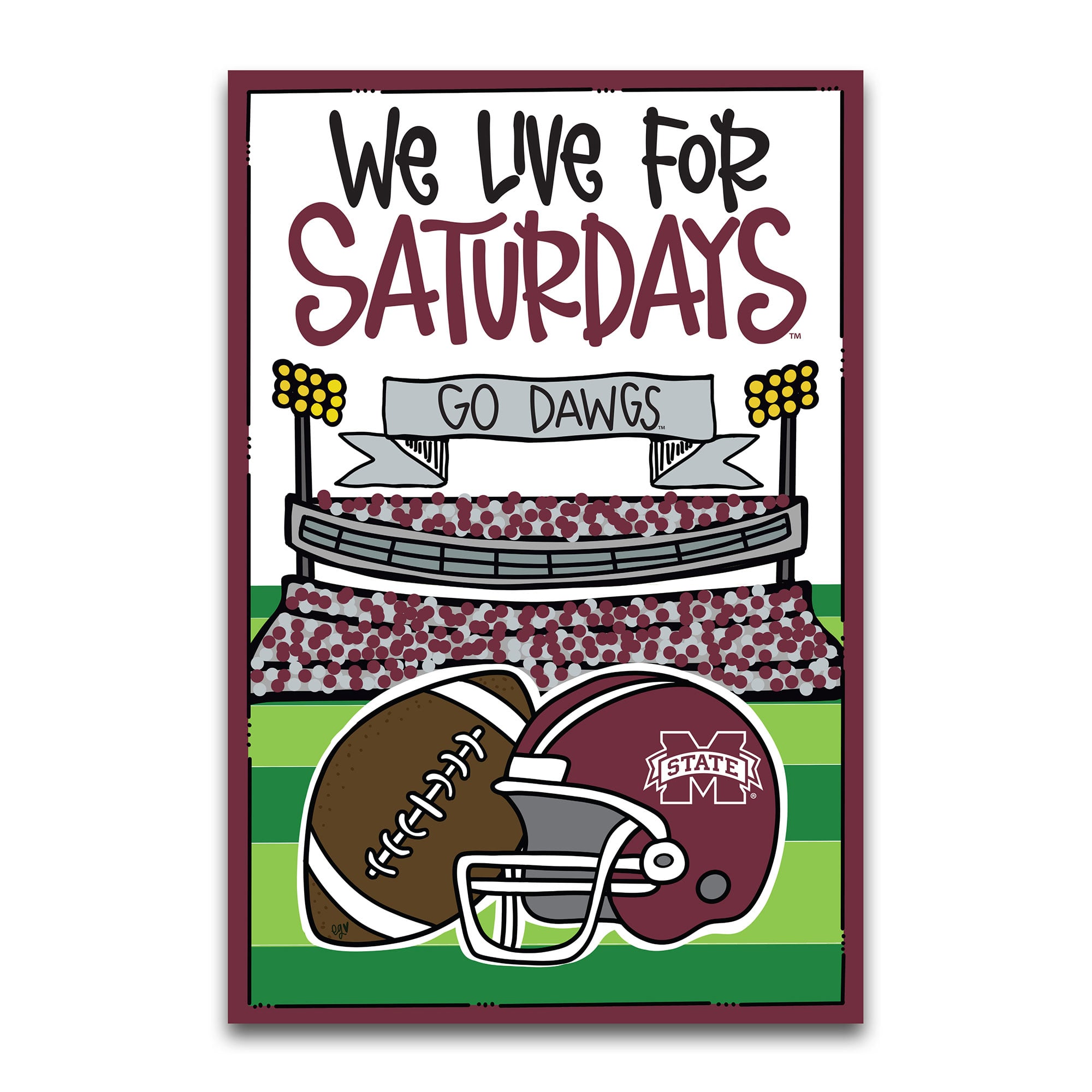 Drapeau de jardin Mississippi State Bulldogs « On vit pour les samedis » (30 x 45 cm)