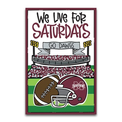 Drapeau de jardin Mississippi State Bulldogs « On vit pour les samedis » (30 x 45 cm)