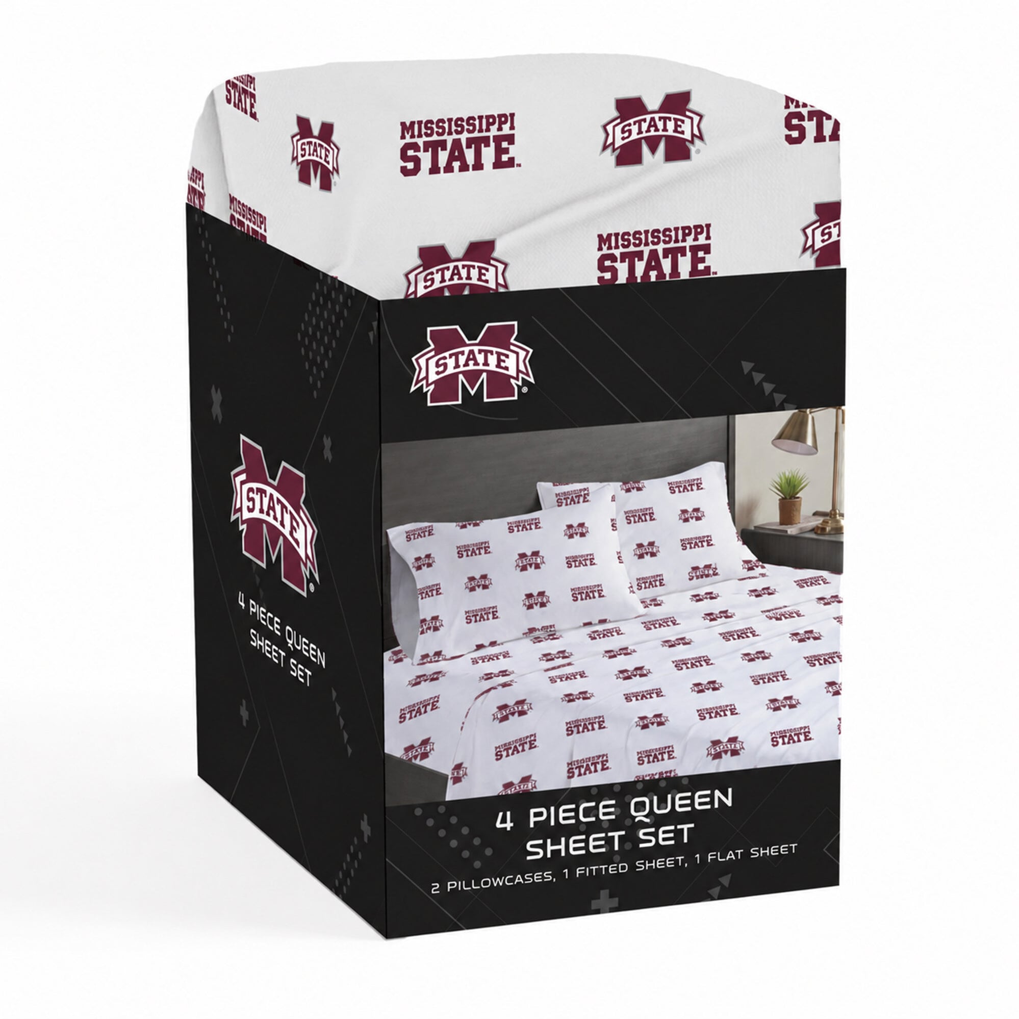 Pegasus Mississippi State Bulldogs Four-Piece Queen Sheet Set