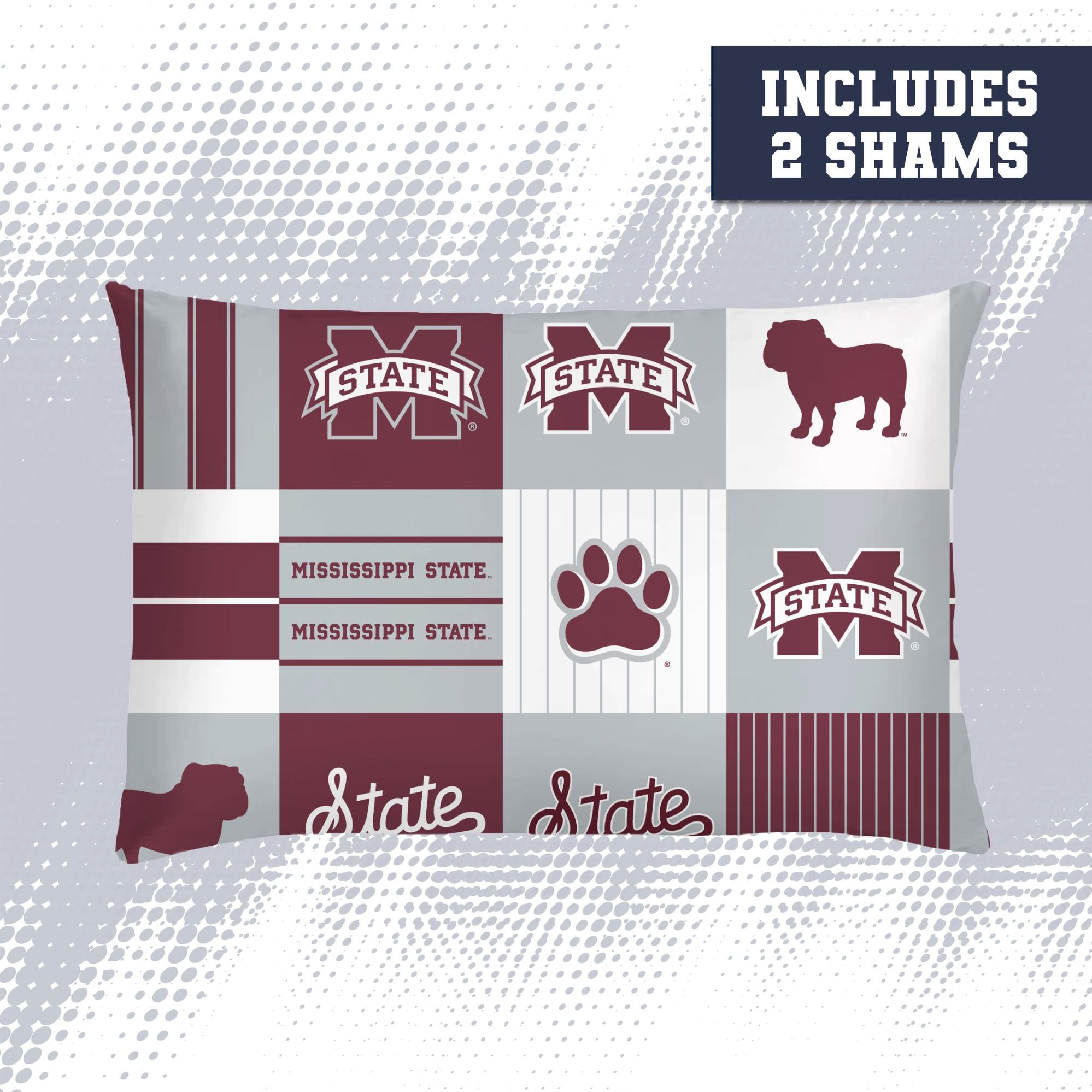 Pegasus Mississippi State Bulldogs Patchwork Plaid Three-Piece Full/Queen Bed in a Bag Set