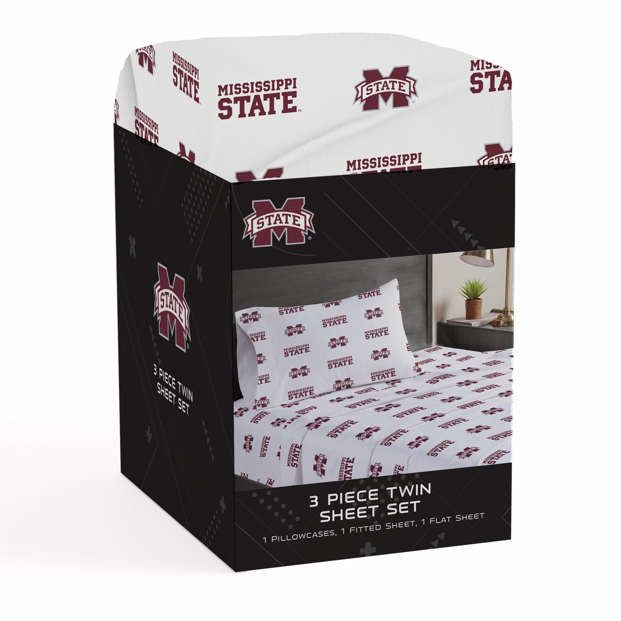 Pegasus Mississippi State Bulldogs Three-Piece Twin Sheet Set