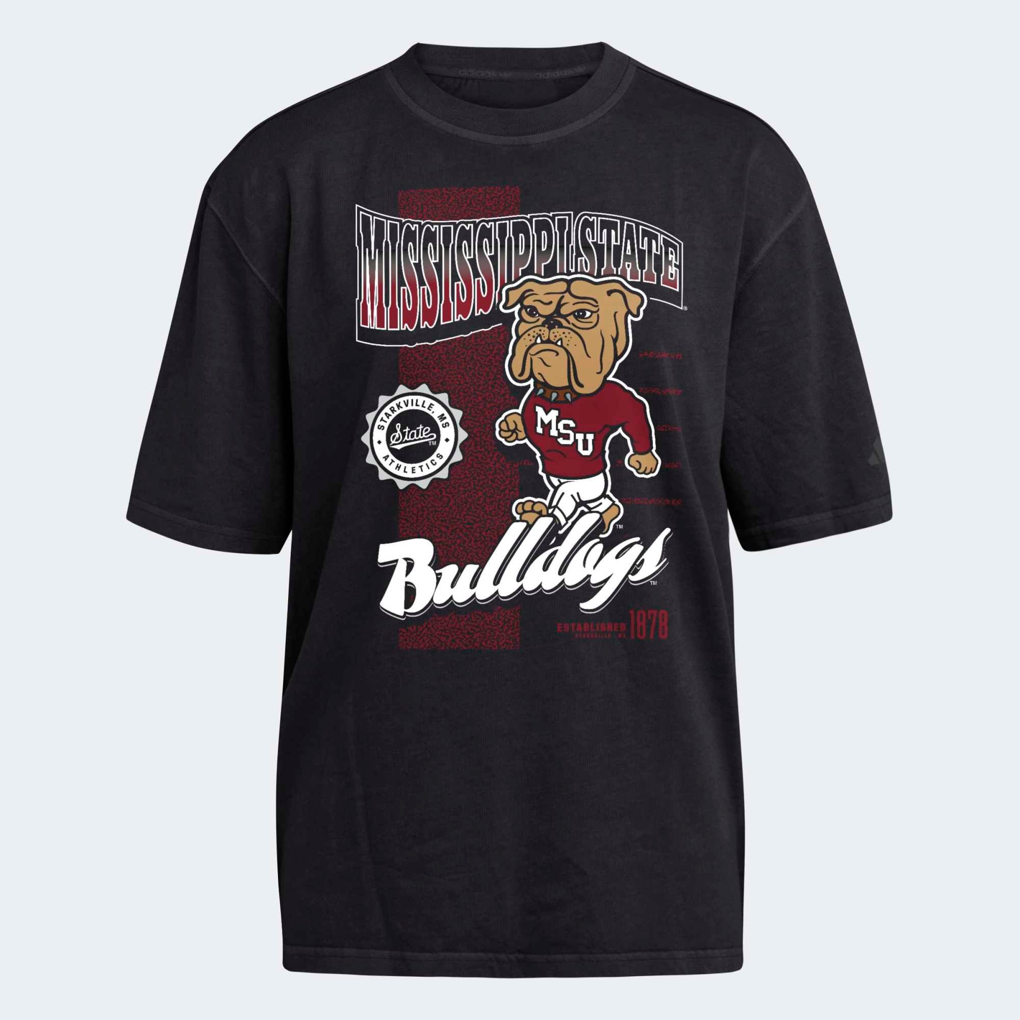T-shirt premium adidas noir pour femmes, motif Mississippi State Bulldogs