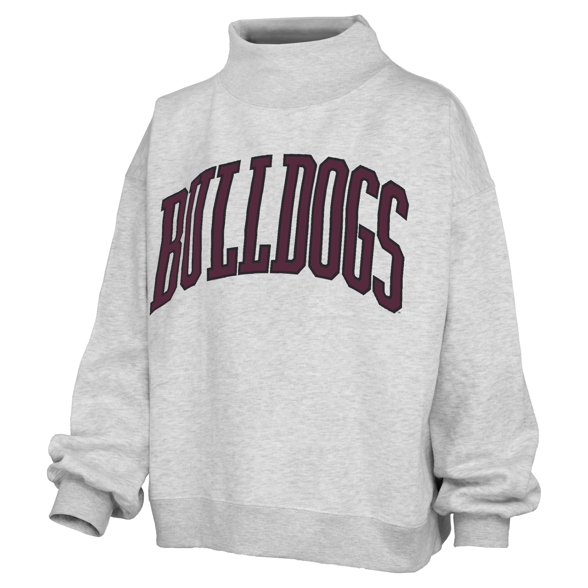 Sweat-shirt à col montant Nelson oversize gris chiné Pressbox pour femmes, modèle Mississippi State Bulldogs