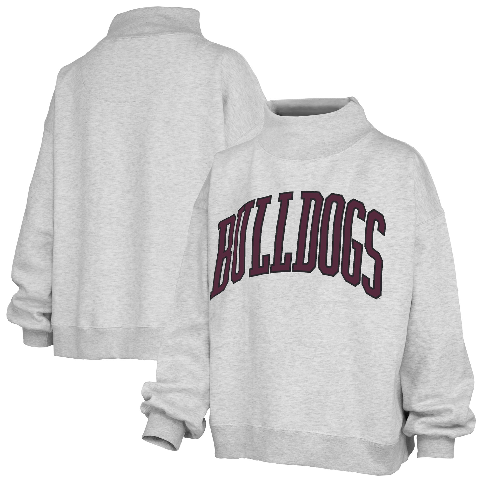 Sweat-shirt à col montant Nelson oversize gris chiné Pressbox pour femmes, modèle Mississippi State Bulldogs