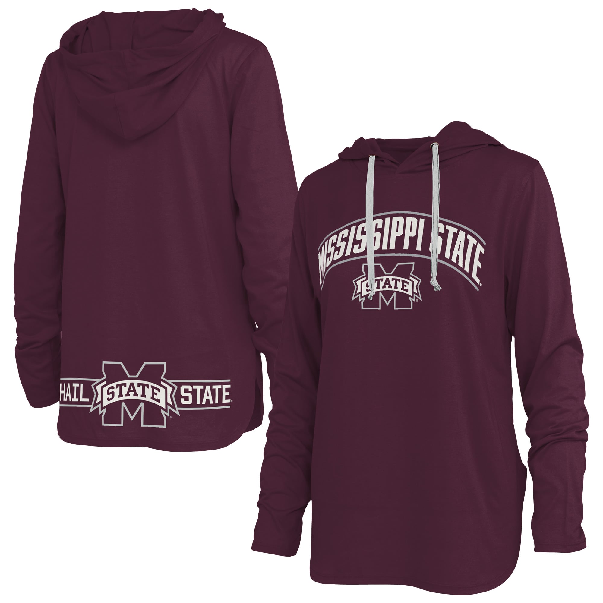 T-shirt à capuche manches longues Allie des Mississippi State Bulldogs, couleur bordeaux, pour femmes, Pressbox