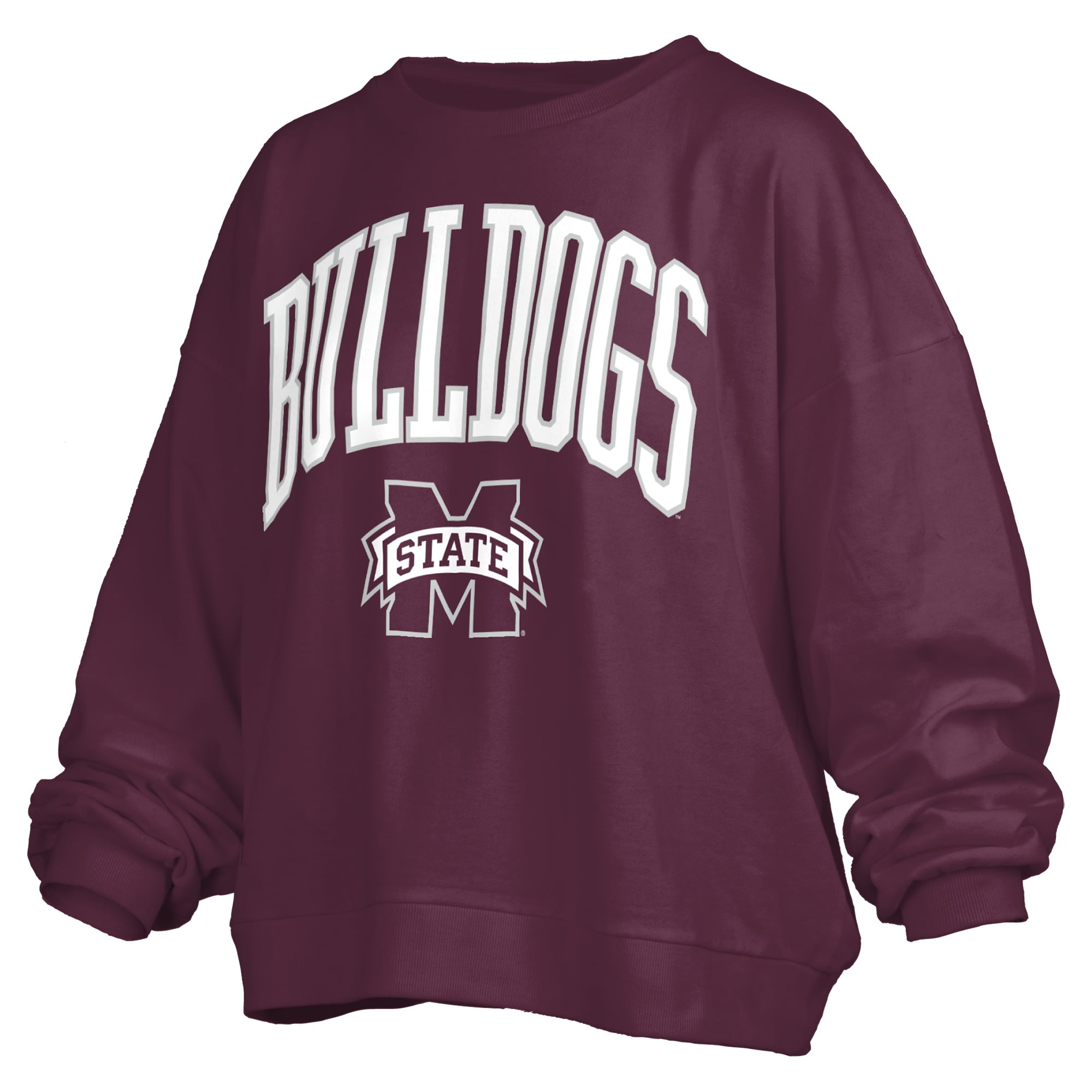 Sweat-shirt polaire oversize Pressbox bordeaux Mississippi State Bulldogs Janise Arch Over pour femme