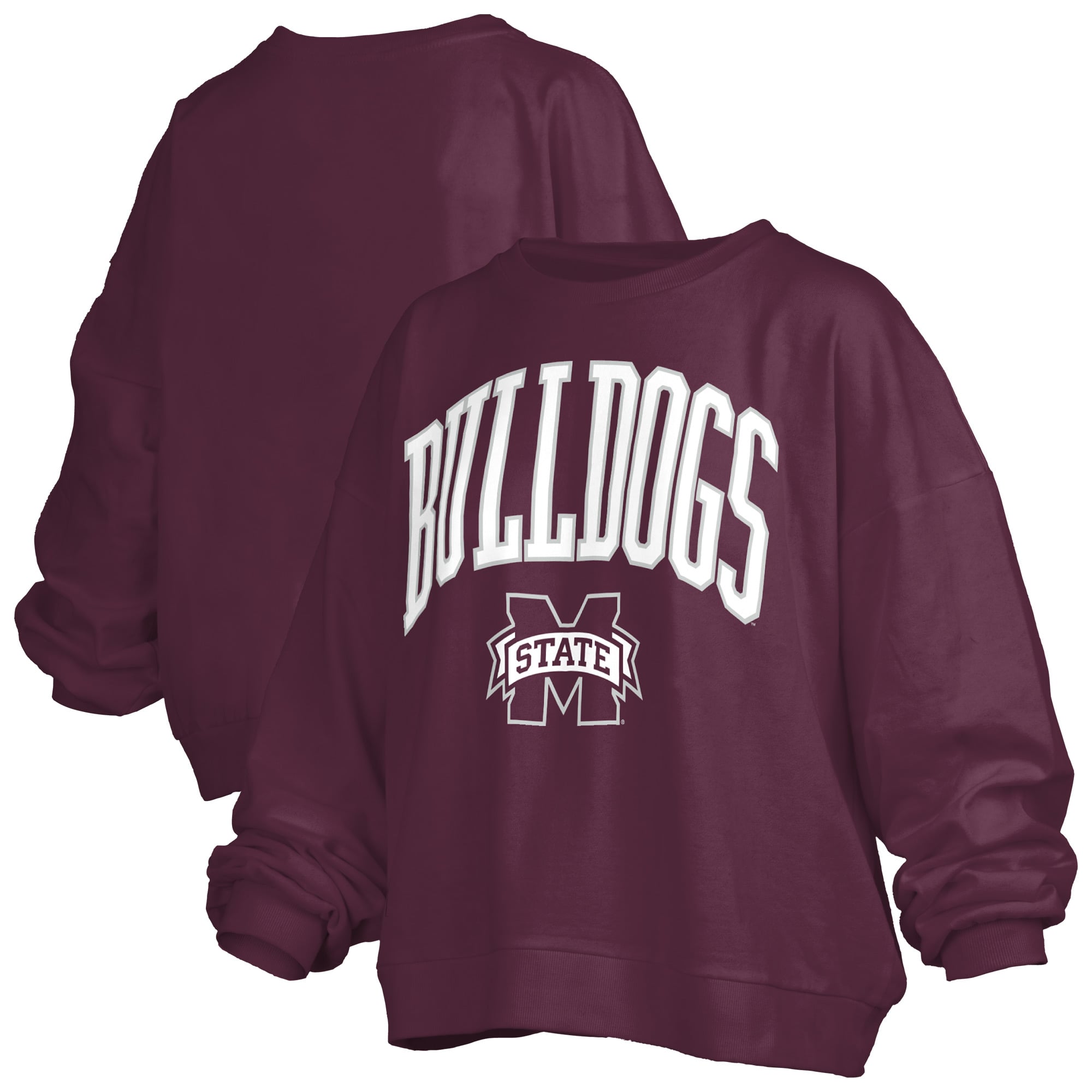Sweat-shirt polaire oversize Pressbox bordeaux Mississippi State Bulldogs Janise Arch Over pour femme