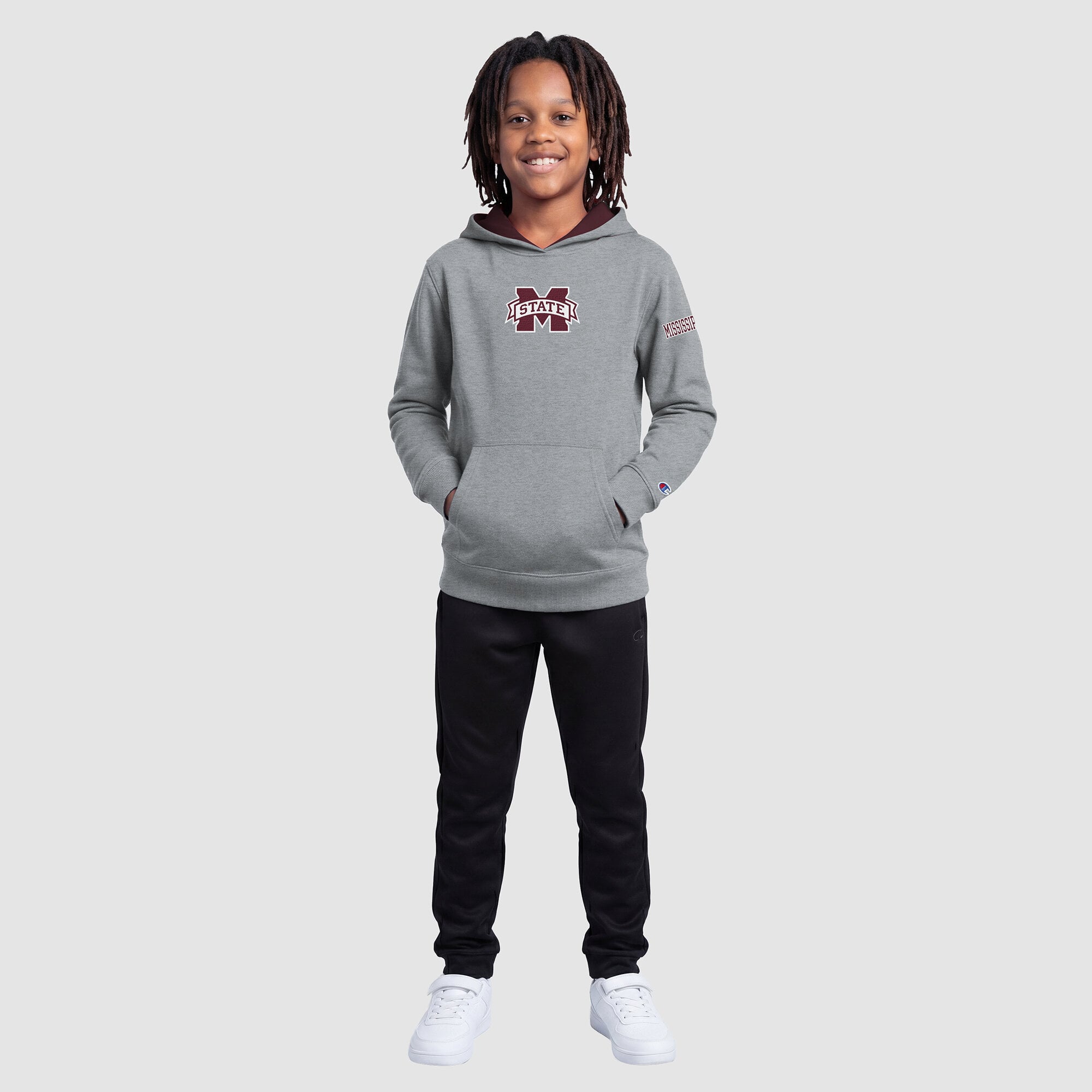 Sweat à capuche en polaire Youth Champion Heather Gray Mississippi State Bulldogs