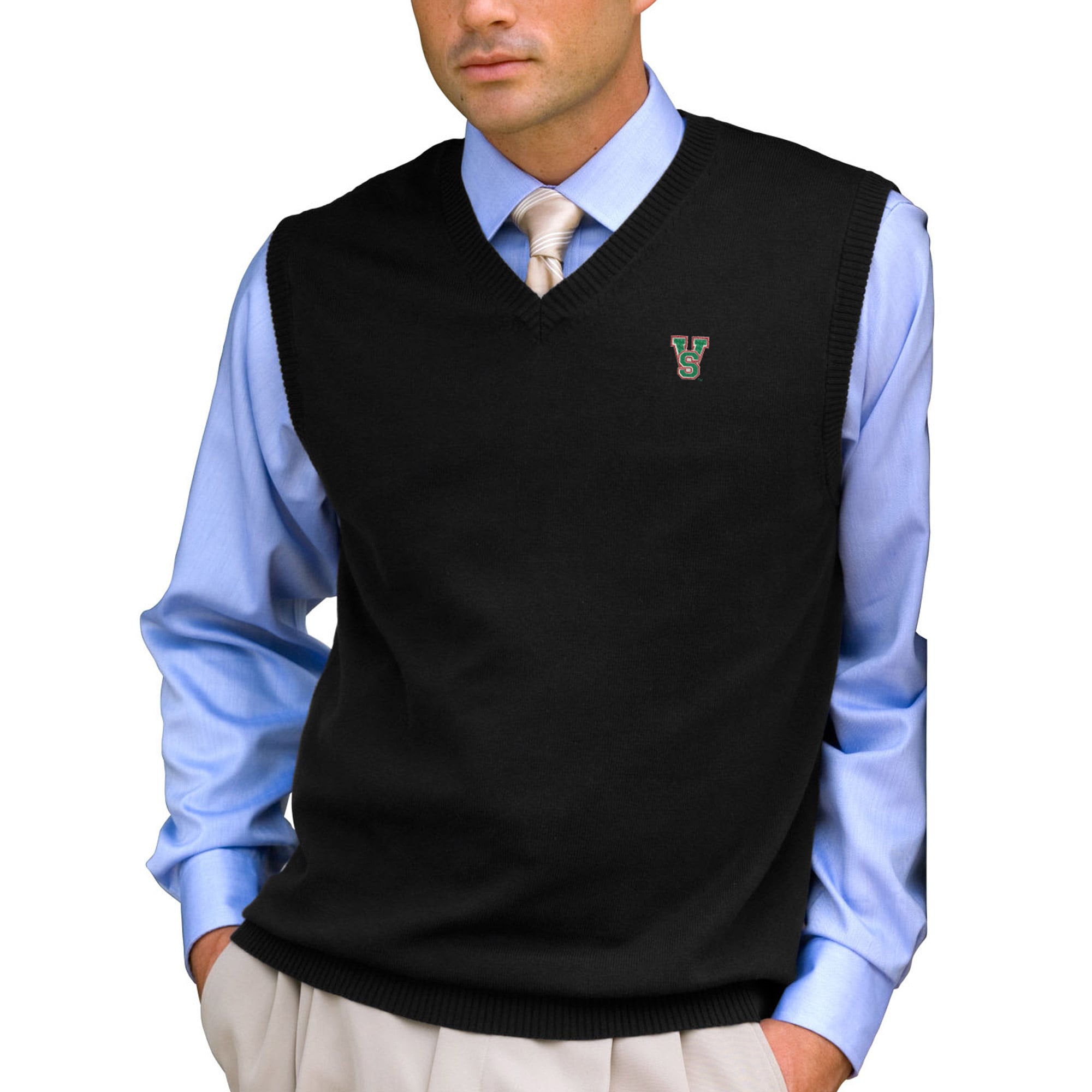 Men's Black Mississippi Valley State Delta Devils Milano Knit Sweater Vest