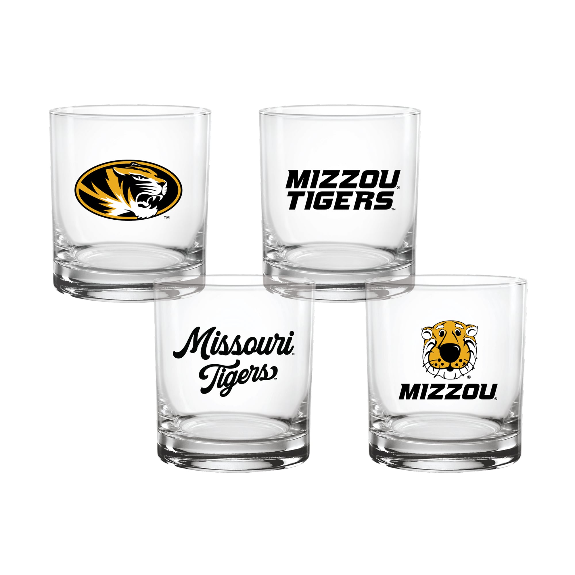 Coffret de 4 verres à whisky de collection Indigo Falls Missouri Tigers