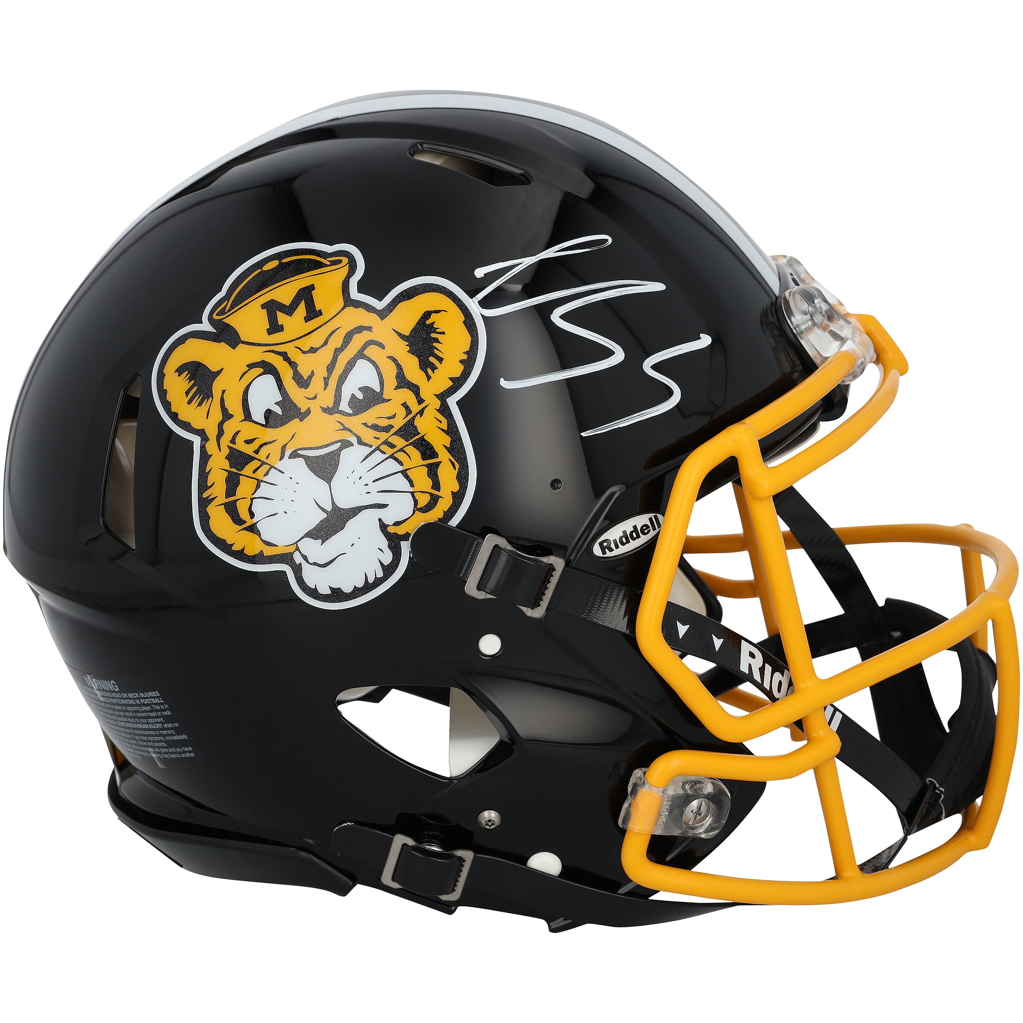 Casque Riddell authentique rétro Sailor Speed ​​noir autographié par Luther Burden III des Missouri Tigers