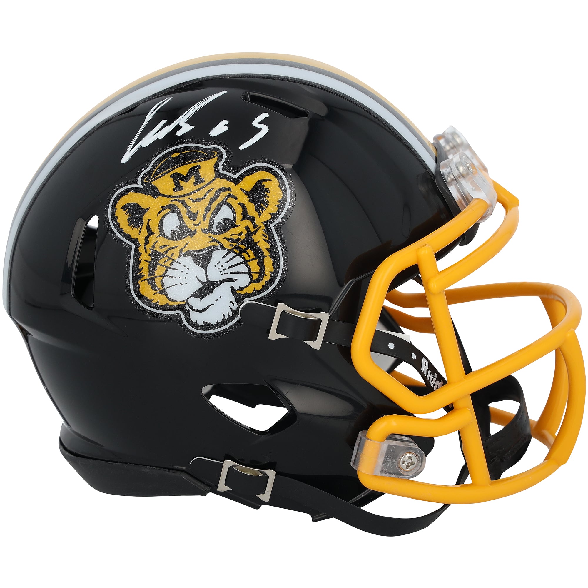 Casque miniature Riddell noir rétro Sailor Speed ​​autographié par Luther Burden III des Missouri Tigers