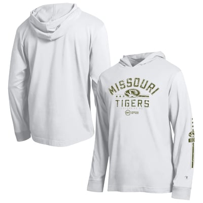  Missouri Tigers Champion Operation Hat Trick Sleeve Line Hooded Long Sleeve T-Shirt - White
