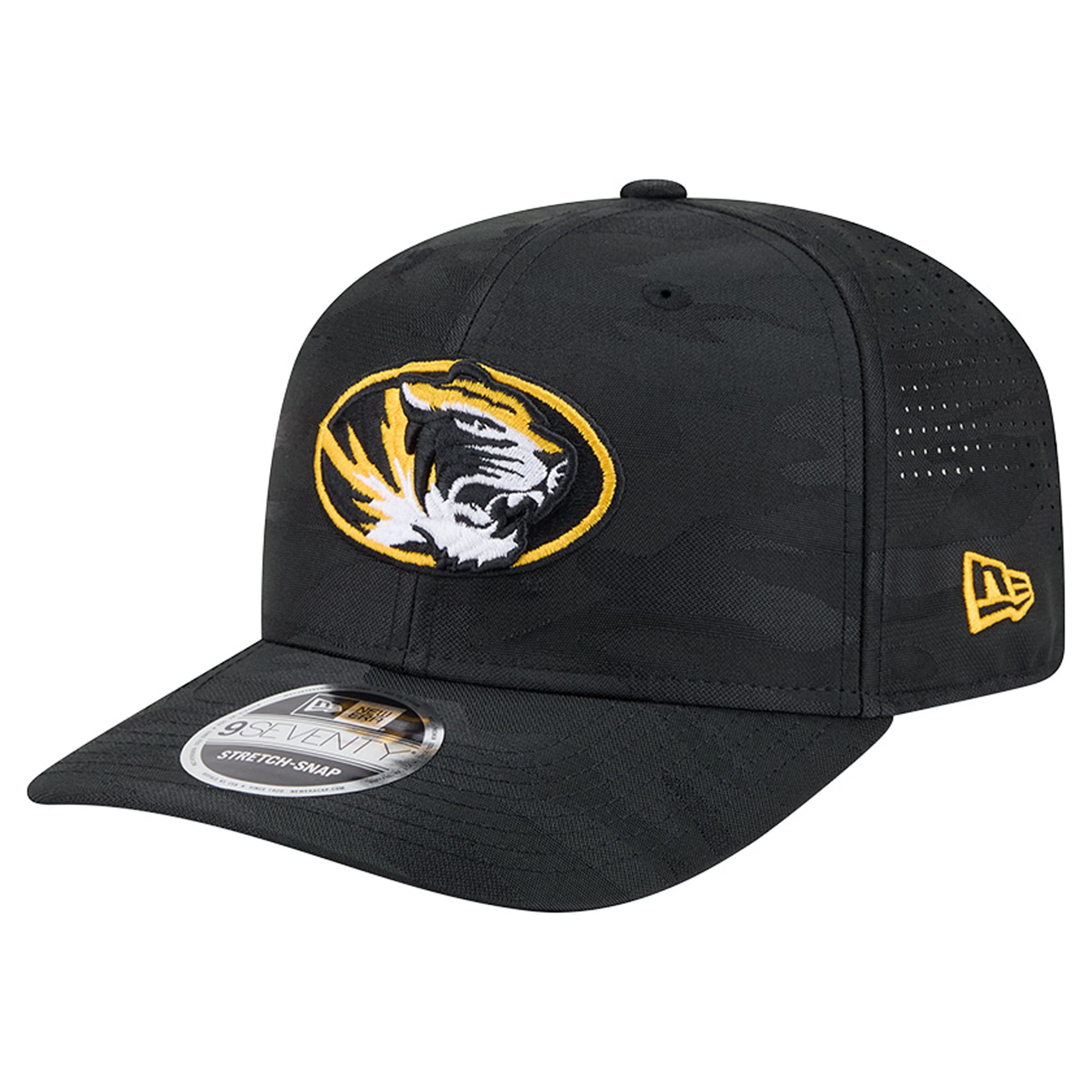 Men's New Era Black Missouri Tigers Perforated Camo 9SEVENTY Adjustable Hat