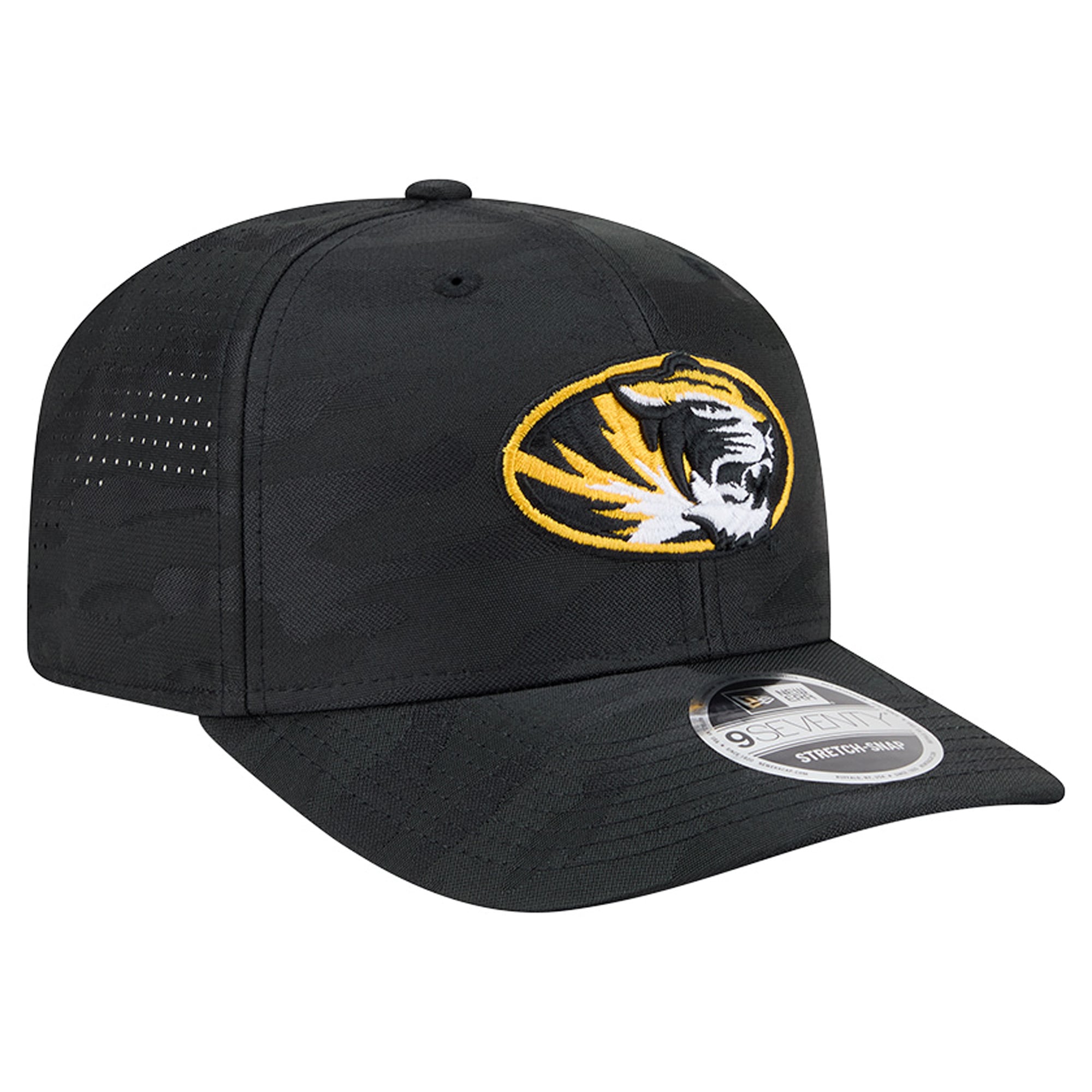 Men's New Era Black Missouri Tigers Perforated Camo 9SEVENTY Adjustable Hat