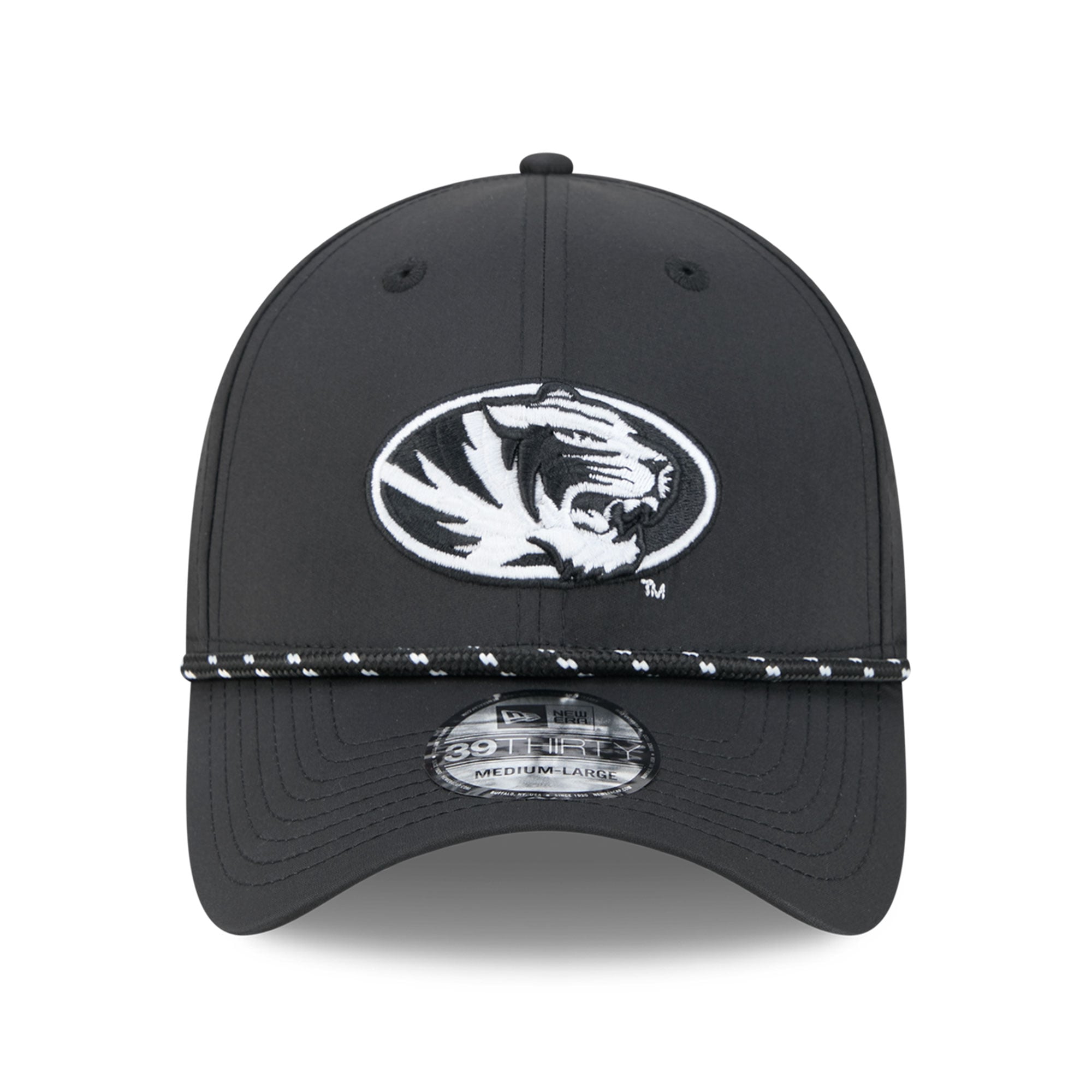 Casquette extensible New Era noire Missouri Tigers Performance Rope 39THIRTY pour homme
